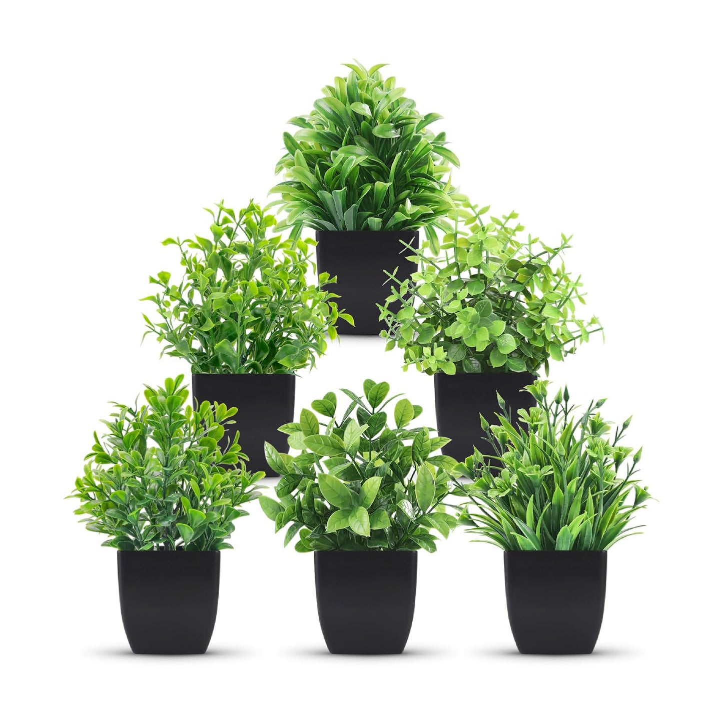 Fake Plants Mini Artificial Plants / Green / Set of 6