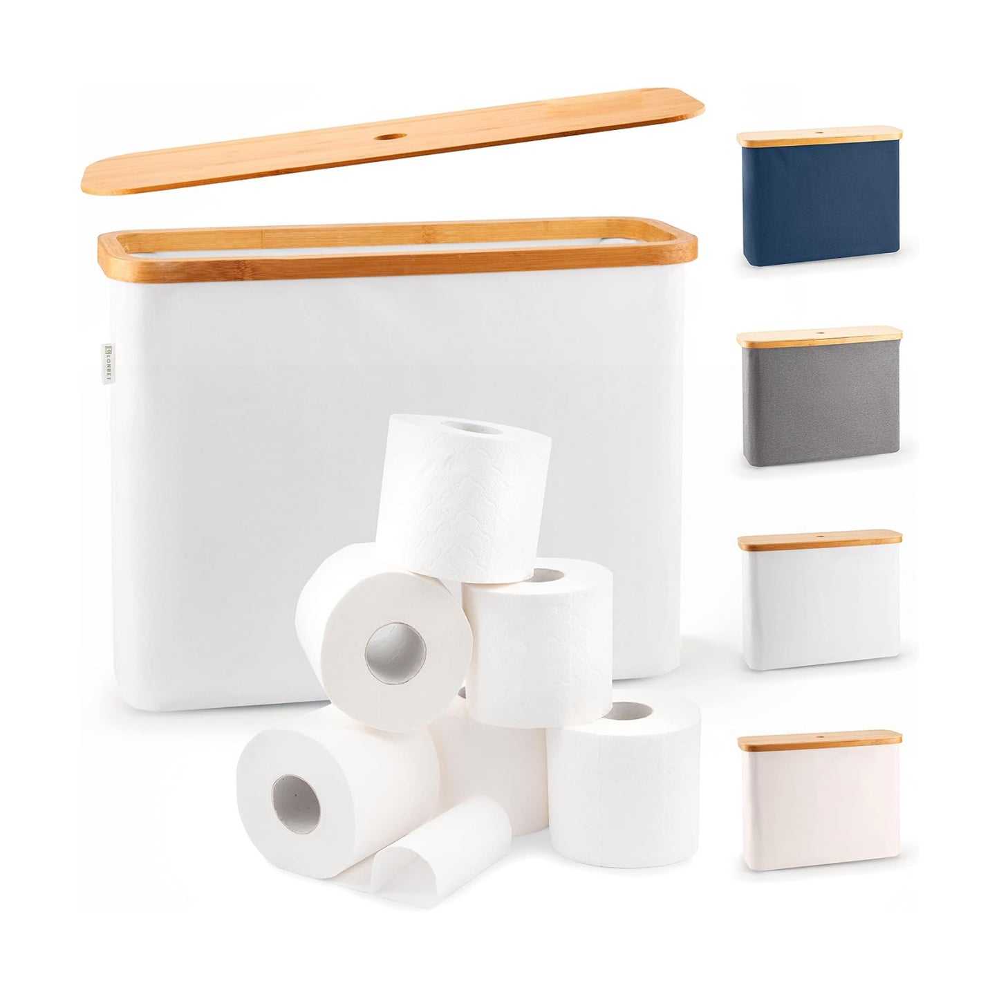 LONBET Toilet Paper Storage for 12 Rolls, Stackable & Foldable - The Ultimate Bathroom Organizer - Waterproof Basket