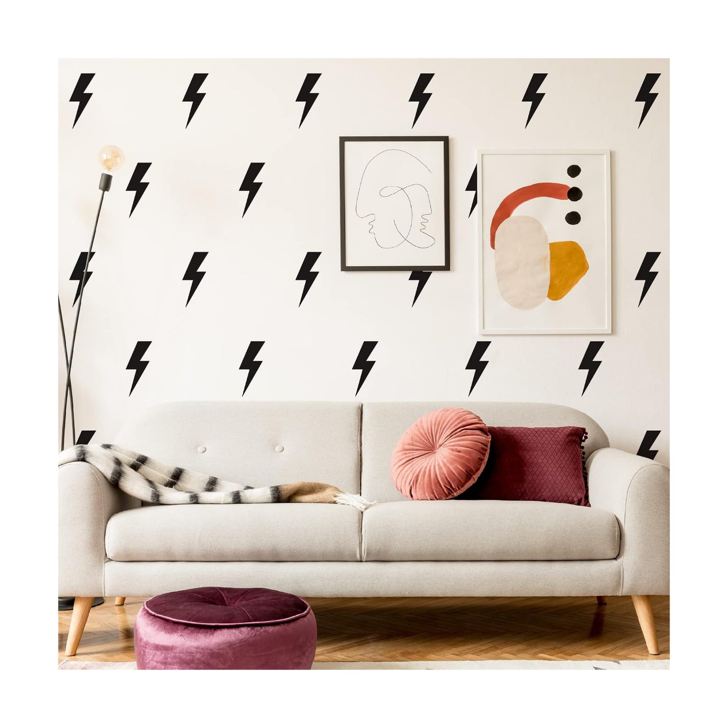Peel and Stick Modern Thunder Stickers for Teens Boys Girls Students / Black