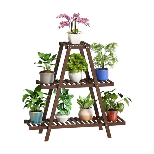 BMOSU Plant Stand Bamboo for Indoor Outdoor Tiered Plant Shelf 8 Potted Flower Holder Ladder Rack Garden Balcony Living
