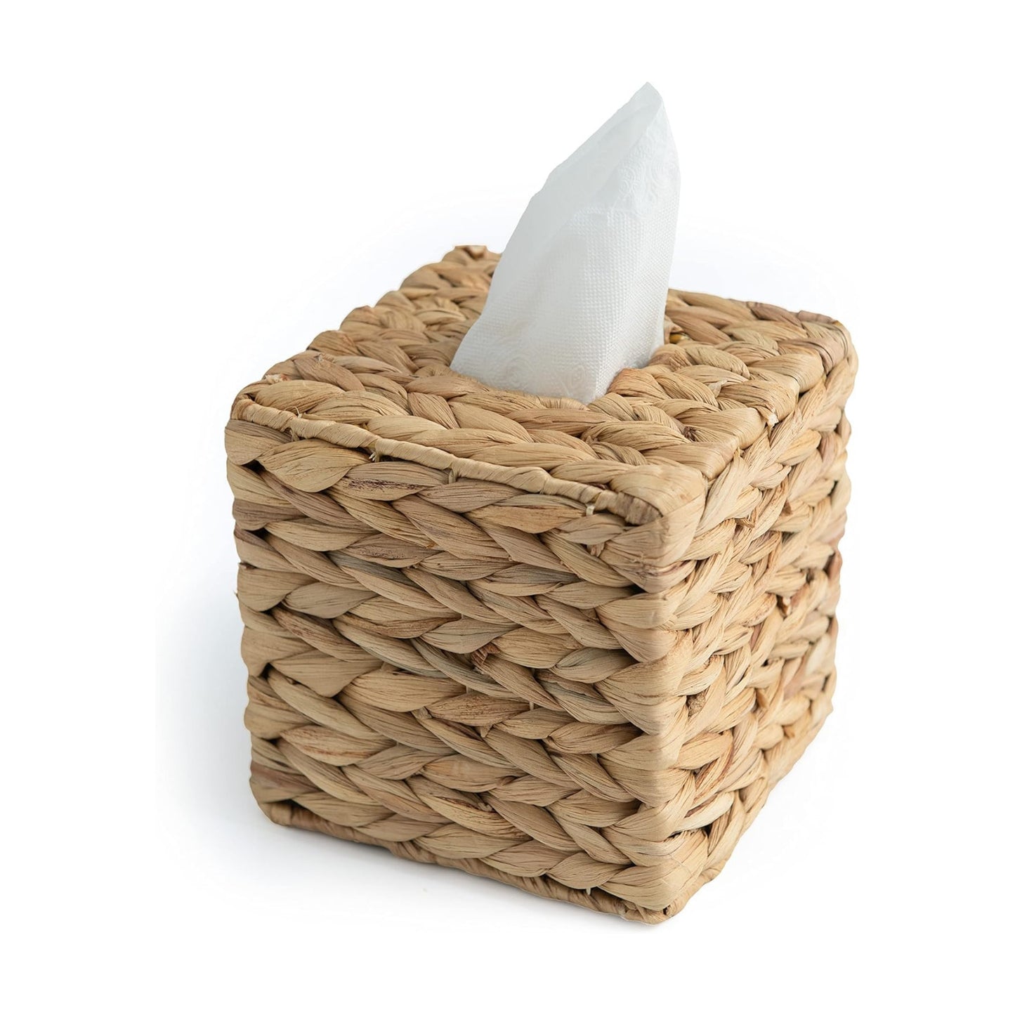 Rattan Wicker Tissues Cube Box Cover -Boho Decorative Woven Facial Tissue Holder / Square