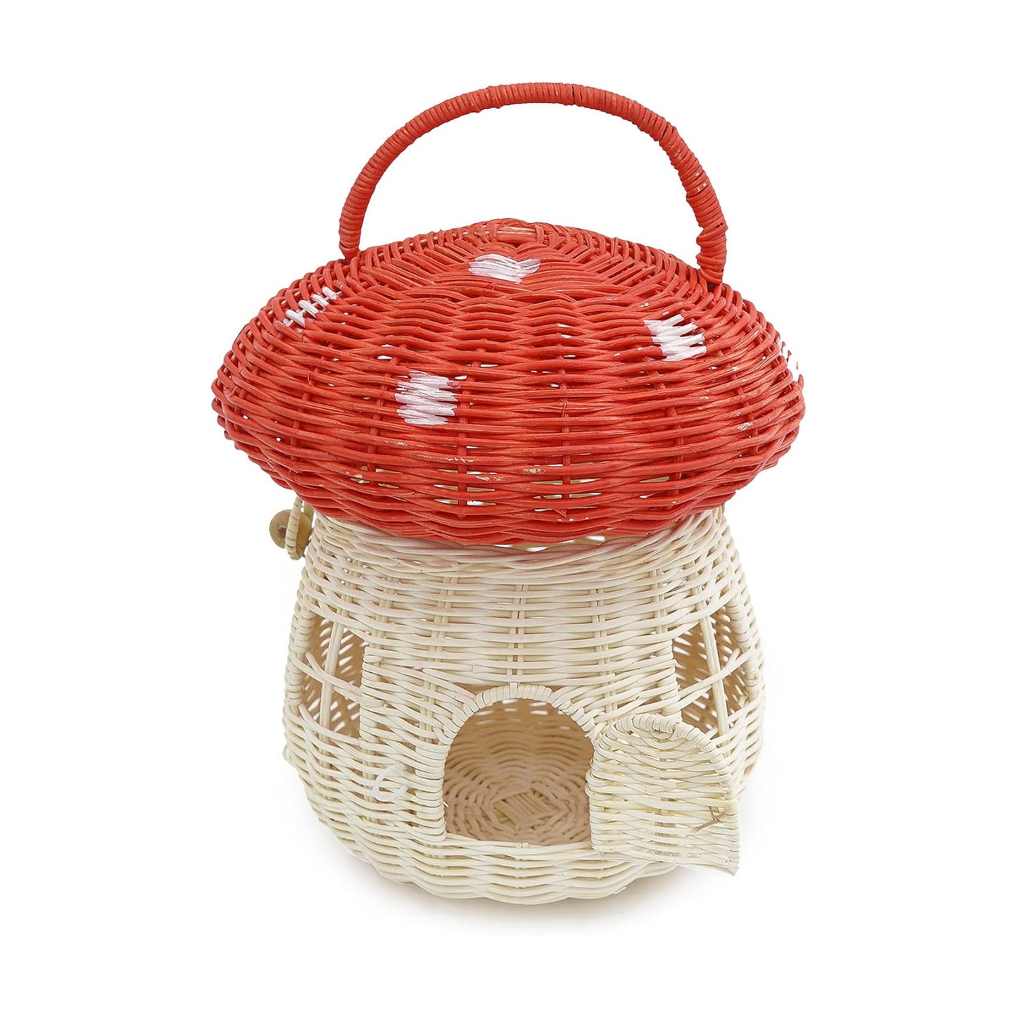 lid Shelves- Rattan Mushroom Newborn Photography Props in Tent / Red / Medium