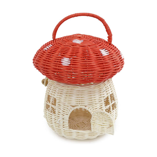 lid Shelves- Rattan Mushroom Newborn Photography Props in Tent / Red / Medium