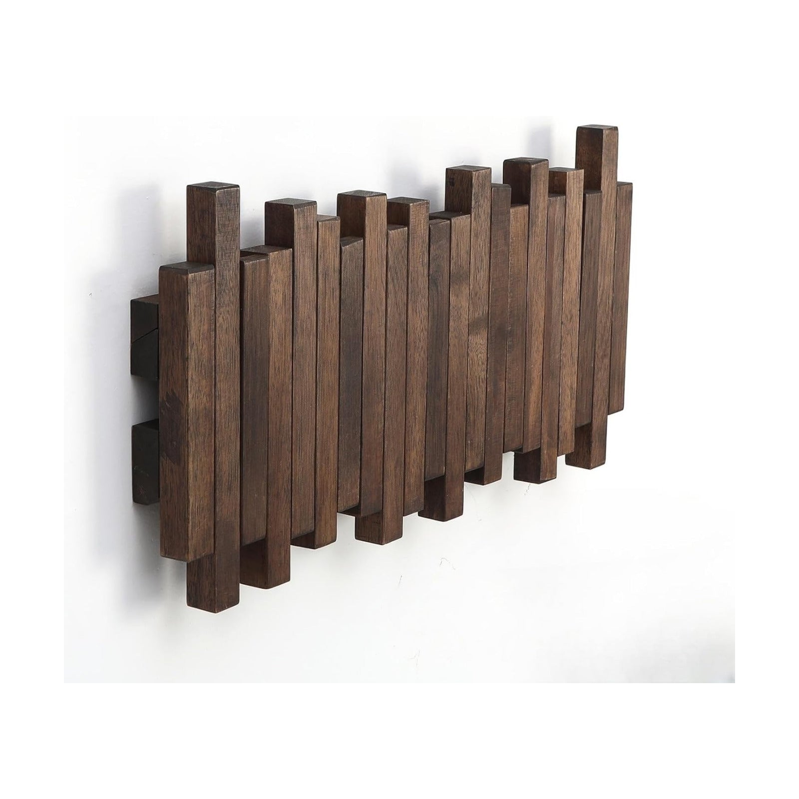 Wall Mounted Piano Coat Rack| Coat Rack Wall Mount| Flip Down Hook Rack 5 Hooks| Entryway Wall Art Hook,Made of Acacia