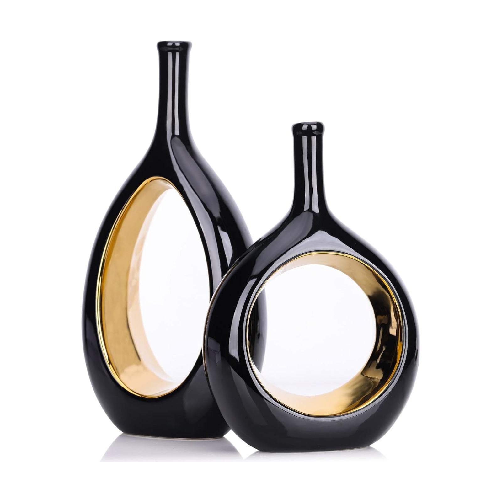 Vase Ceramic Black Vases Home Decor / Black and Gold