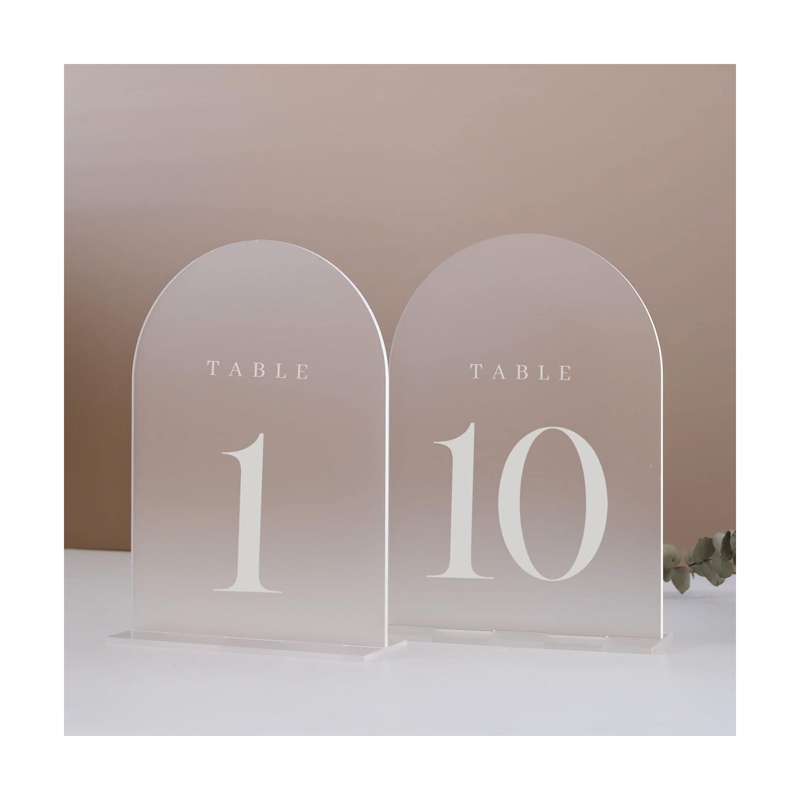 Frosted Arch Table Numbers for Wedding Reception, 10 Pack 5x7" Frosted Arch Acrylic Signs with Holder Acrylic Table