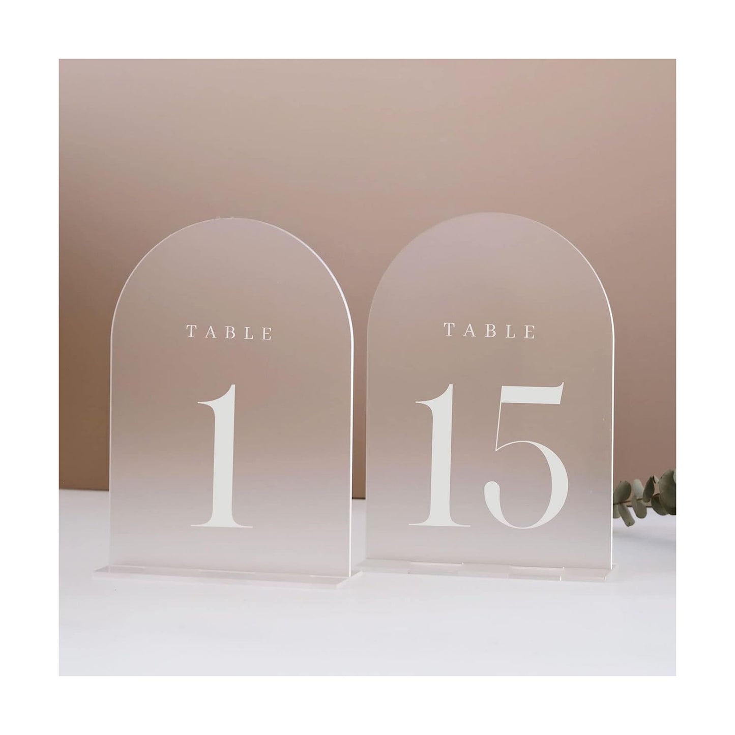 Frosted Arch Table Numbers for Wedding, 15 Pack 5"x7" Frosted Arch Acrylic Signs with Holder Acrylic Table Numbers