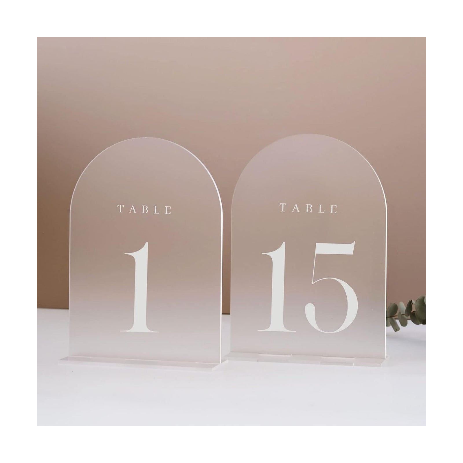 Frosted Arch Table Numbers for Wedding, 15 Pack 5"x7" Frosted Arch Acrylic Signs with Holder Acrylic Table Numbers