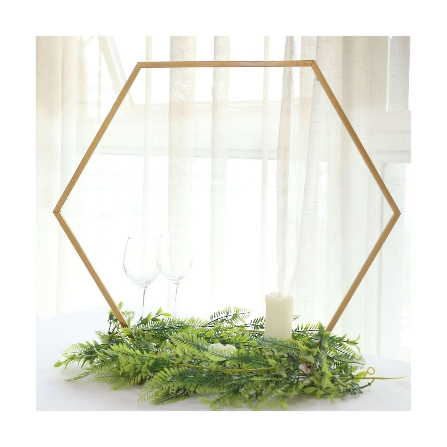 Efavormart 21" Gold Metal Hexagon Table Wedding Arch Centerpiece Stand / Gold Hexagon / Set of 20