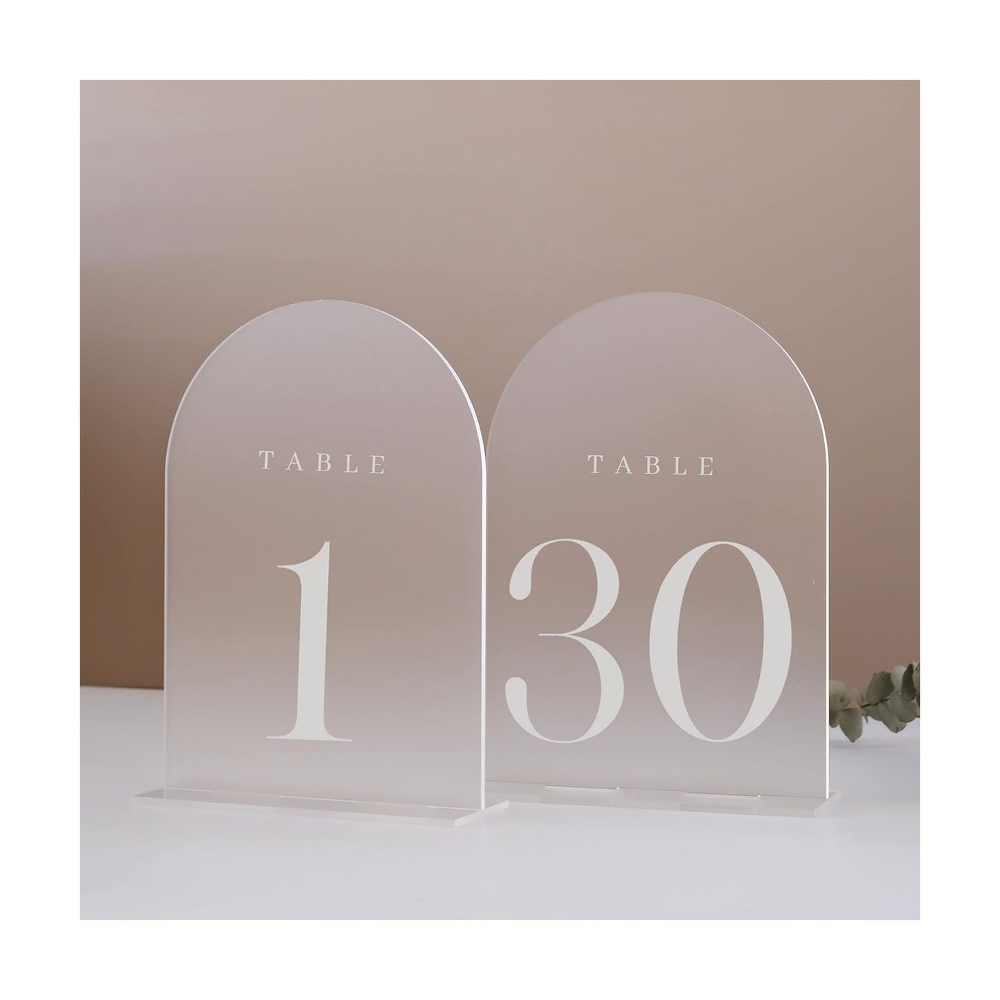 Frosted Arch Table Numbers for Wedding, 30 Pack 5"x7" Frosted Arch Acrylic Signs with Stand Acrylic Table Numbers 1-30