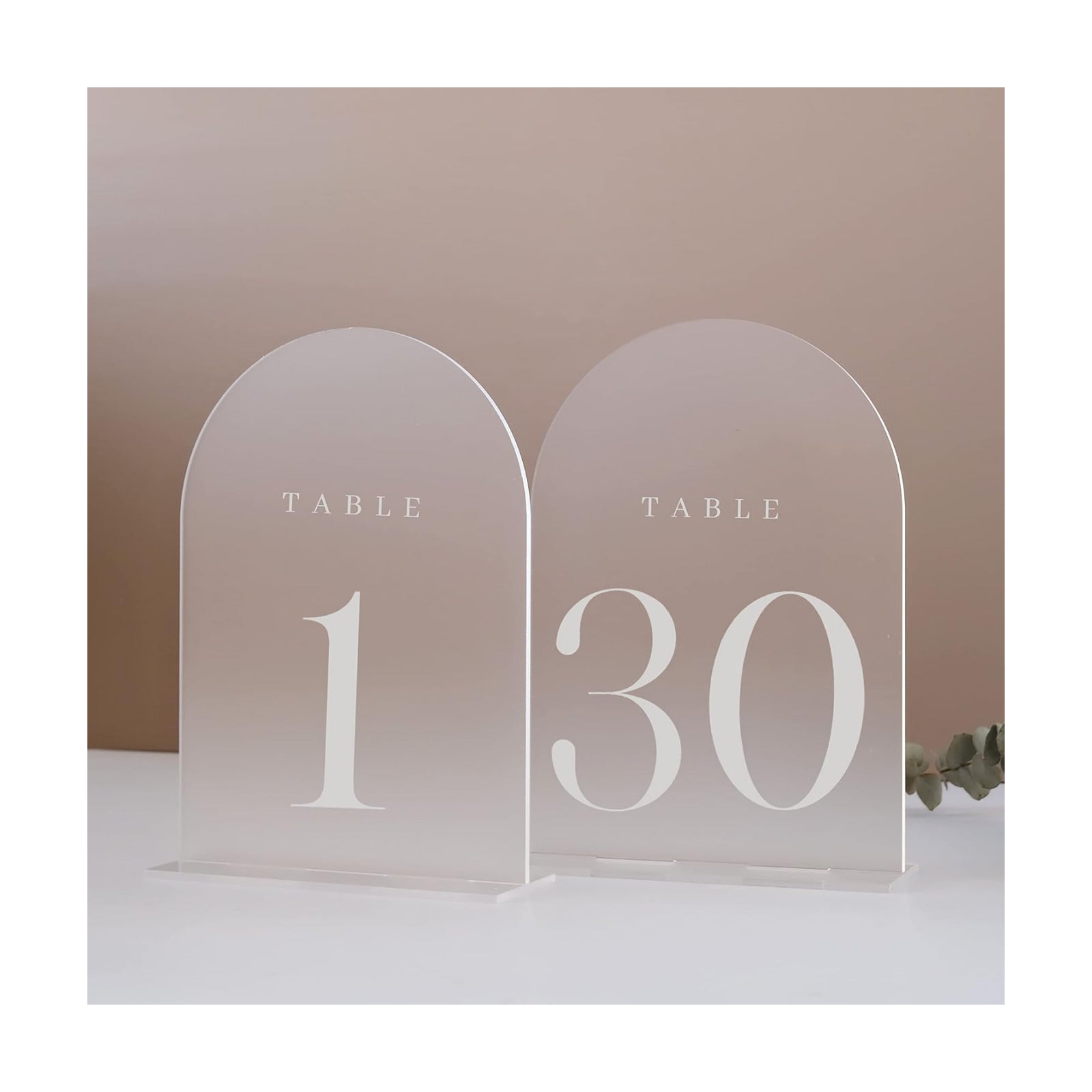 Frosted Arch Table Numbers for Wedding, 30 Pack 5"x7" Frosted Arch Acrylic Signs with Stand Acrylic Table Numbers 1-30