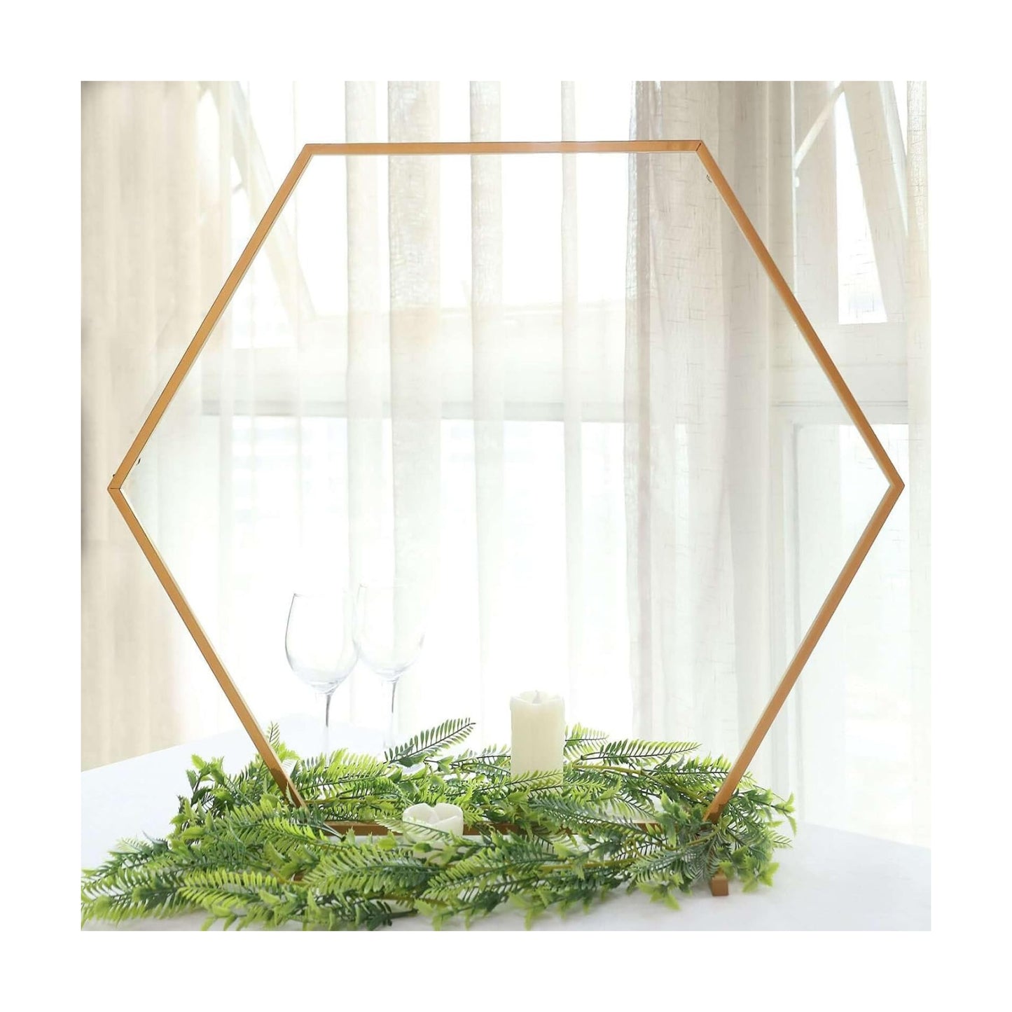 Efavormart 24" Metal Hexagon Table Wedding Arch Centerpiece Stand / Gold
