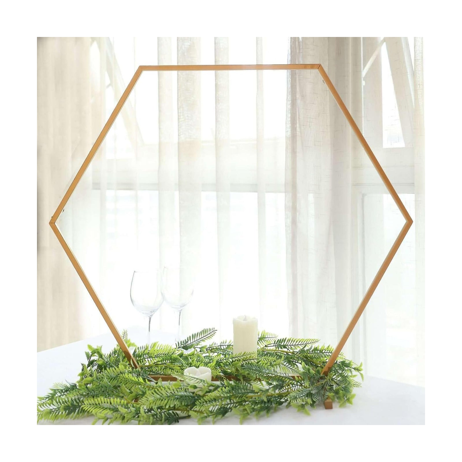 Efavormart 24" Metal Hexagon Table Wedding Arch Centerpiece Stand / Gold