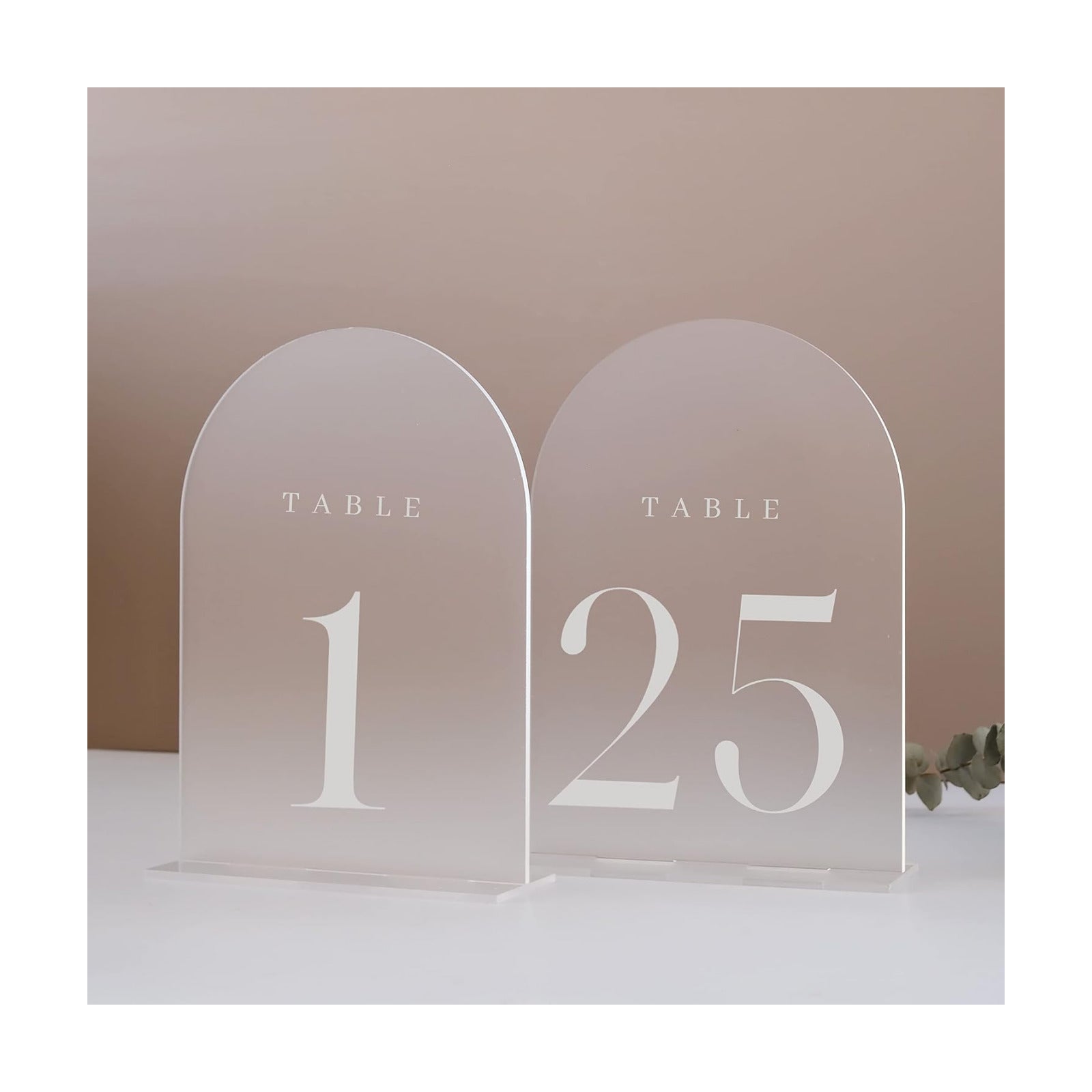 Frosted Arch Table Numbers for Wedding, 25 Pack 5"x7" Frosted Arch Acrylic Signs with Stand Acrylic Table Numbers 1-25