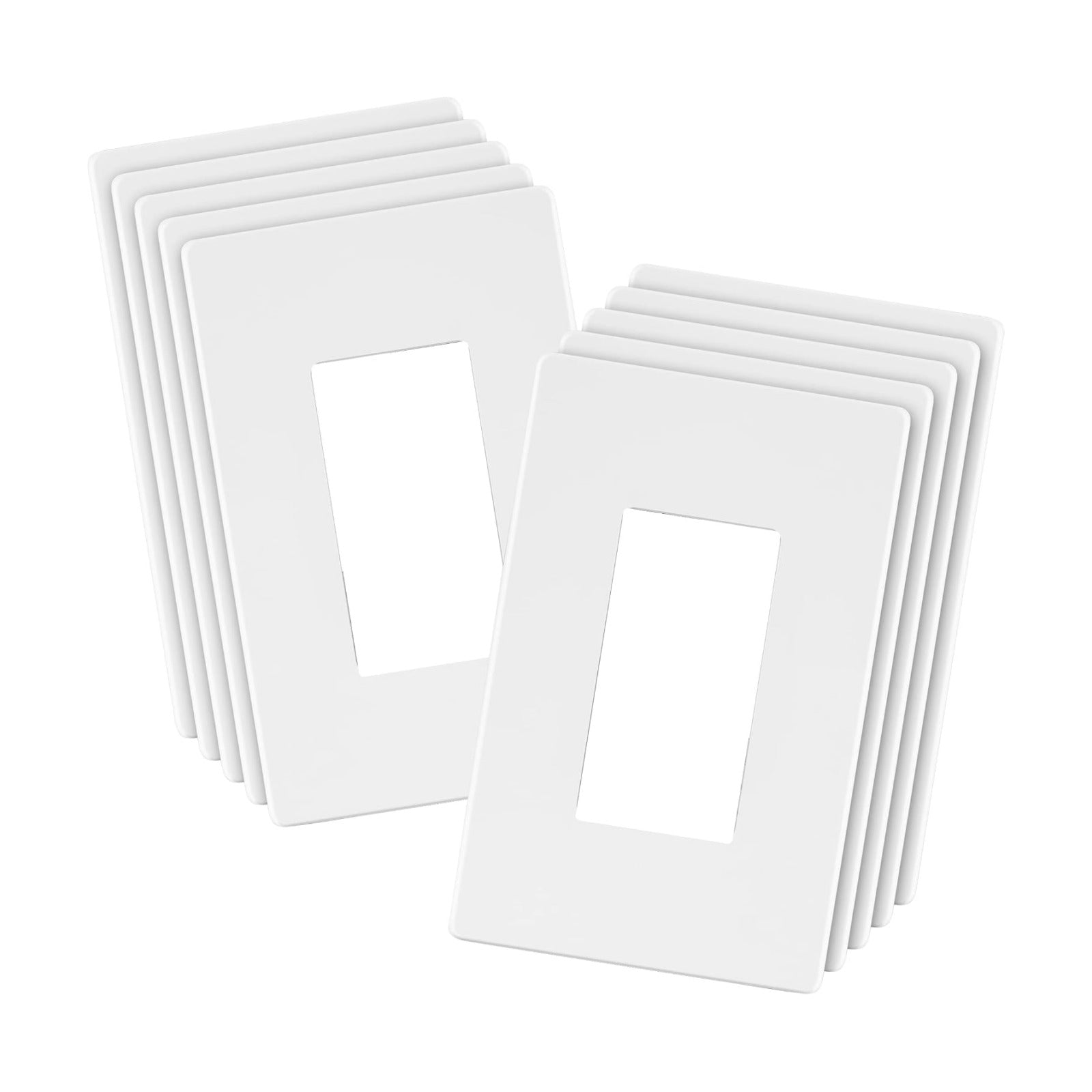 LIDER Decorator Switch Cover, Screwless Wall Plate, Matte White, 10-Pack | Mid-Size 1-Gang 4.88" x 3.11, Polycarbonate