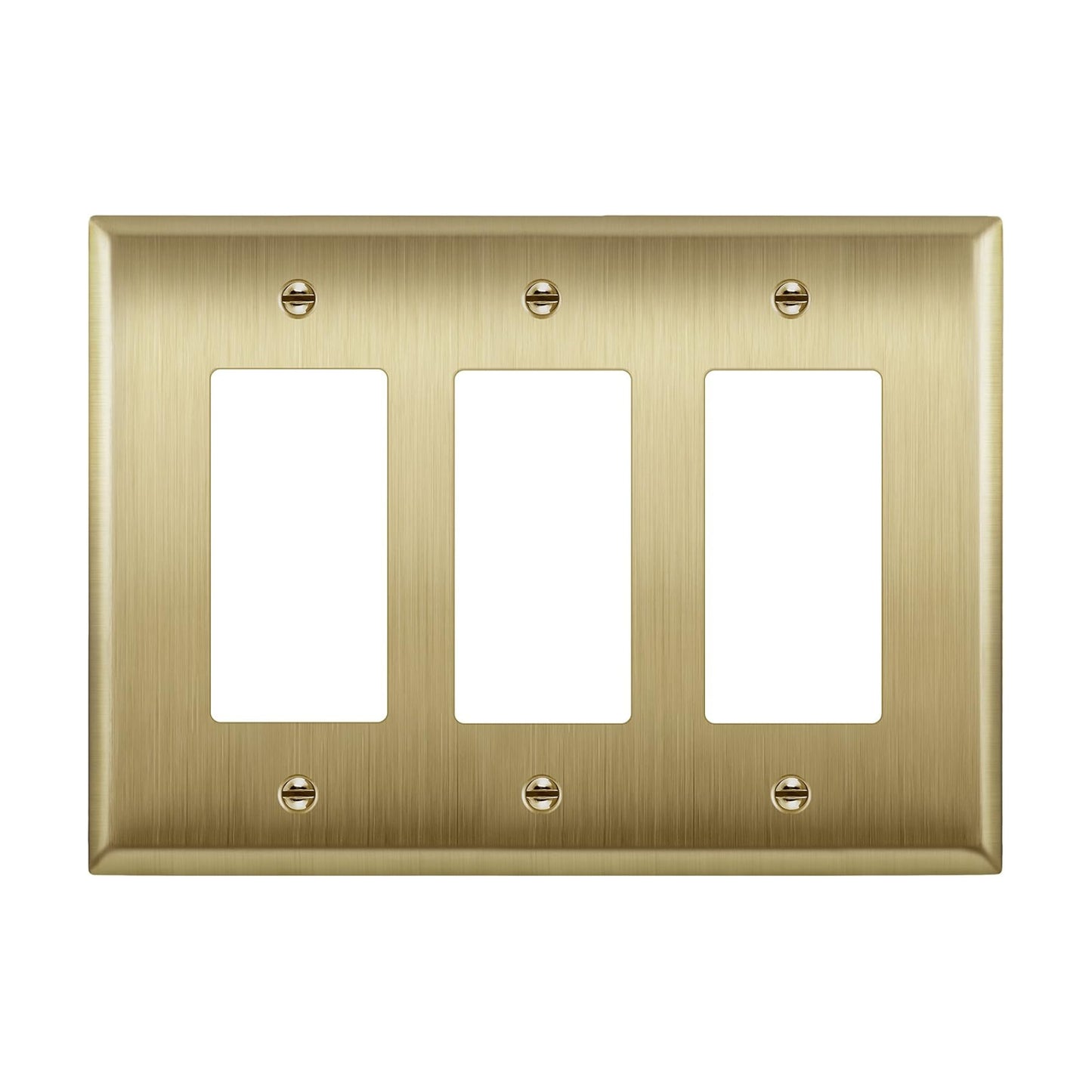 LIDER Decorator Switch or Receptacle Metal Wall Plate, Mid-Size 3-Gang | Stainless Steel, Corrosion Resistant, Brushed