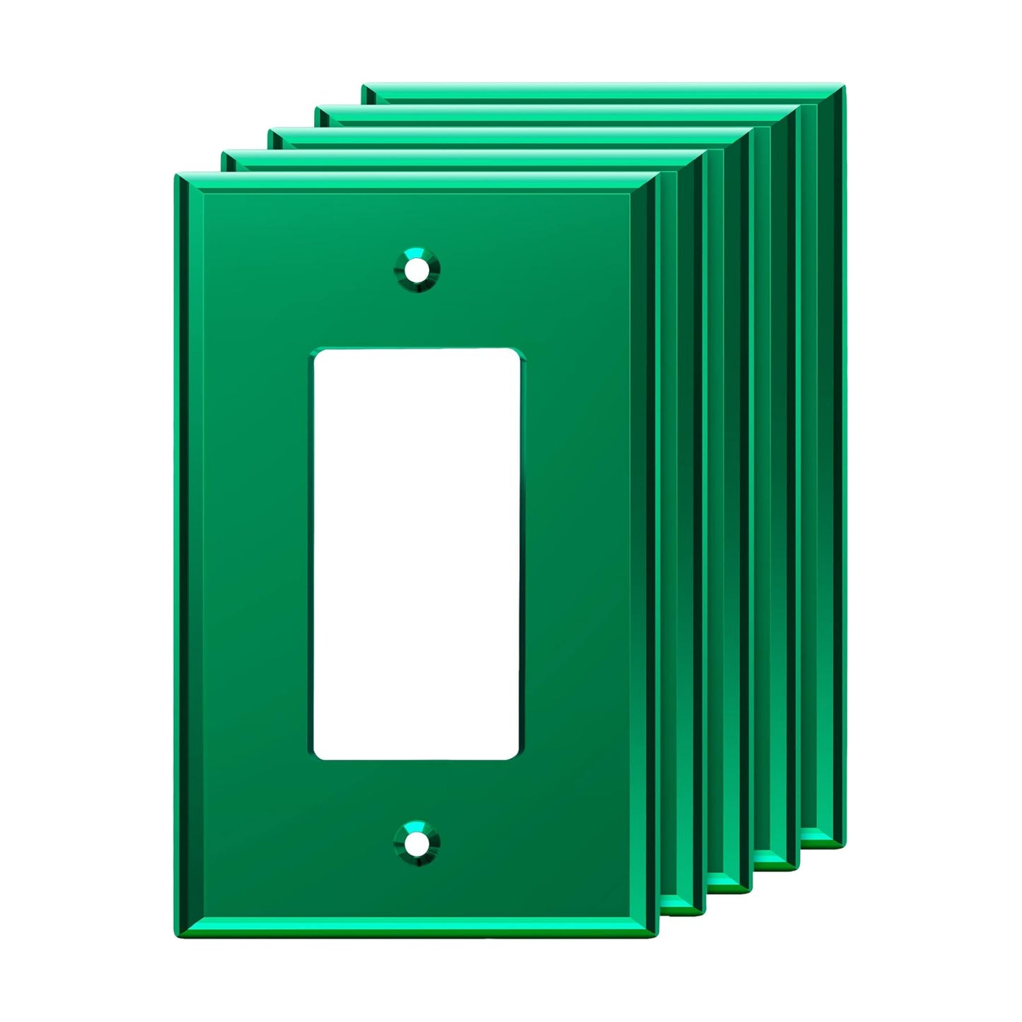 LIDER Decorator Wall Plate, Temperature/Impact Resistant, Mirrored, 5-Pack | Reflective, Plexiglass Outlet/Light Switch