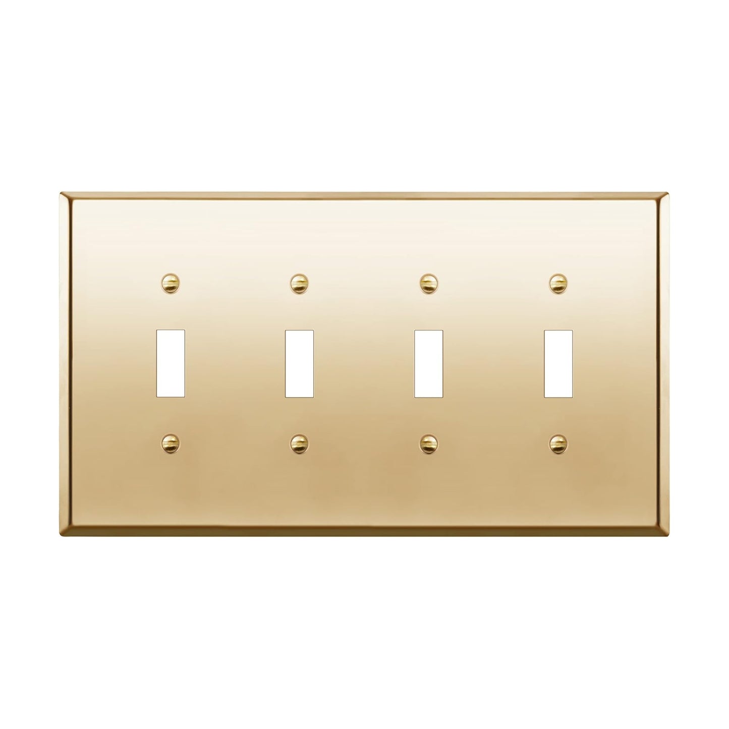 LIDER Toggle Light Switch Metal Wall Plate, Switch Cover, Mid-Size 4-Gang | Stainless Steel, Corrosion Resistant, UL