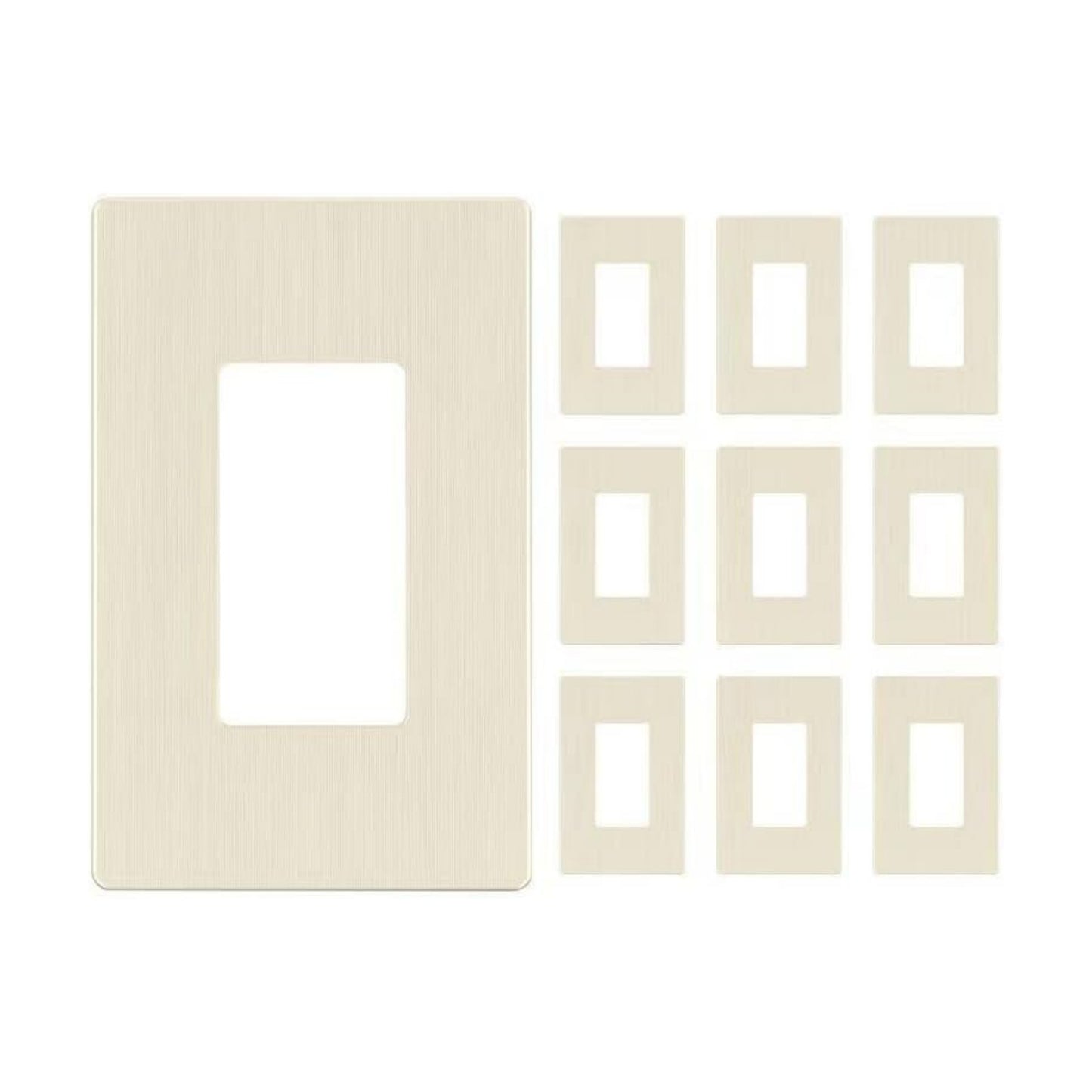 LIDER Decorator Switch Cover, Screwless Wall Plate, Mid-Size 1-Gang | 10-Pack, Polycarbonate Thermoplastic, Heat
