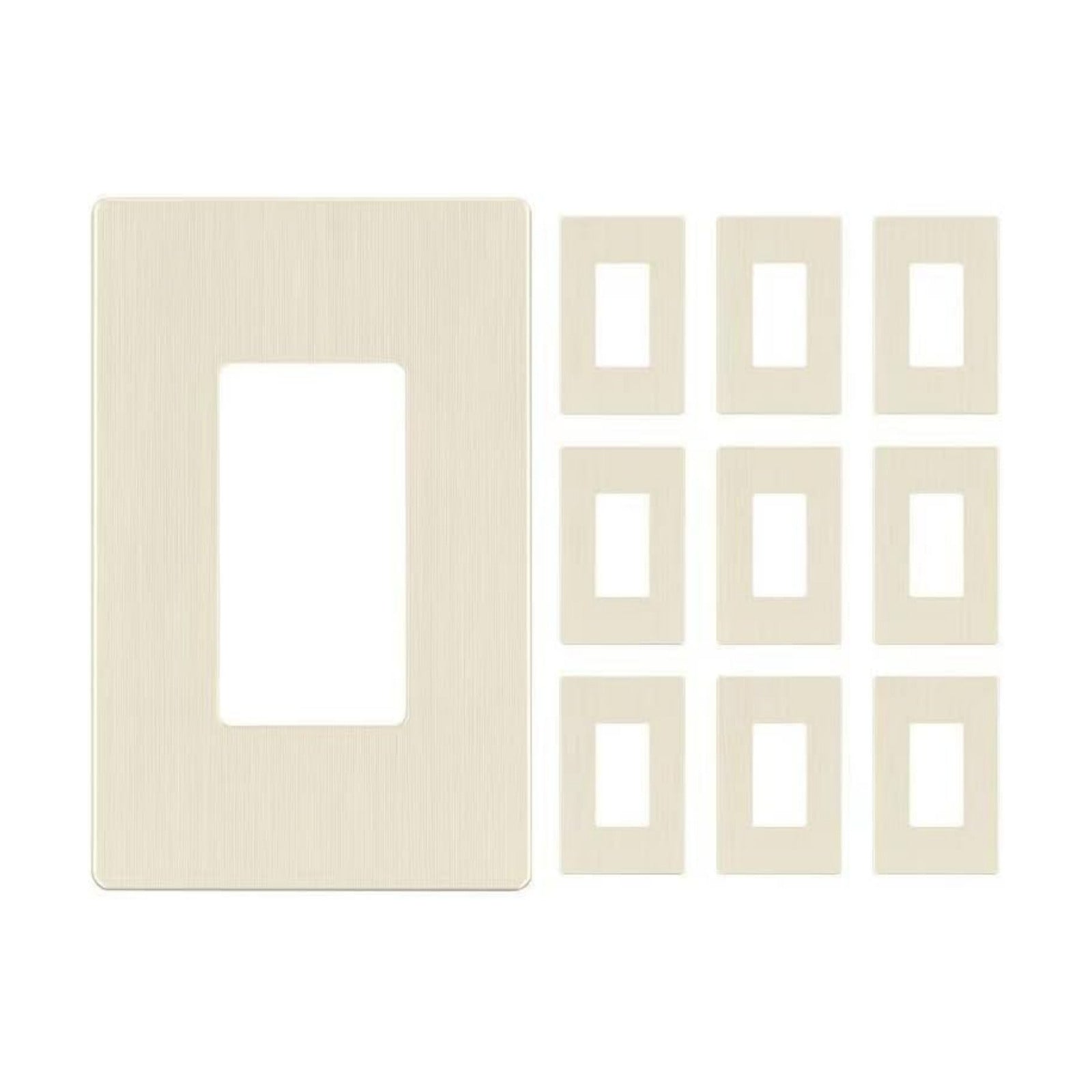 LIDER Decorator Switch Cover, Screwless Wall Plate, Mid-Size 1-Gang | 10-Pack, Polycarbonate Thermoplastic, Heat