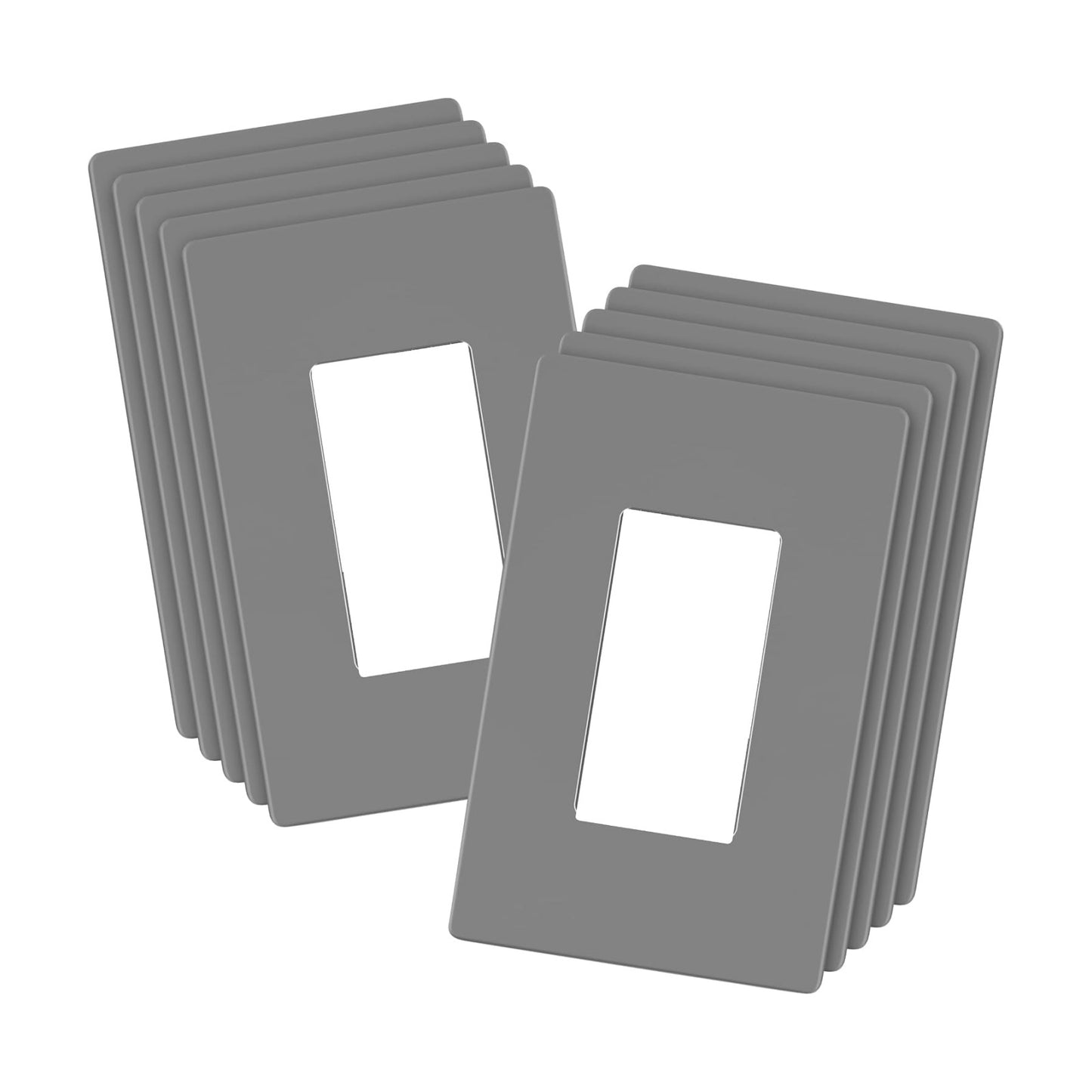 LIDER Decorator Switch Cover, Screwless Wall Plate, Mid-Size 1-Gang | 10-Pack, Matte Gray, Polycarbonate Thermoplastic
