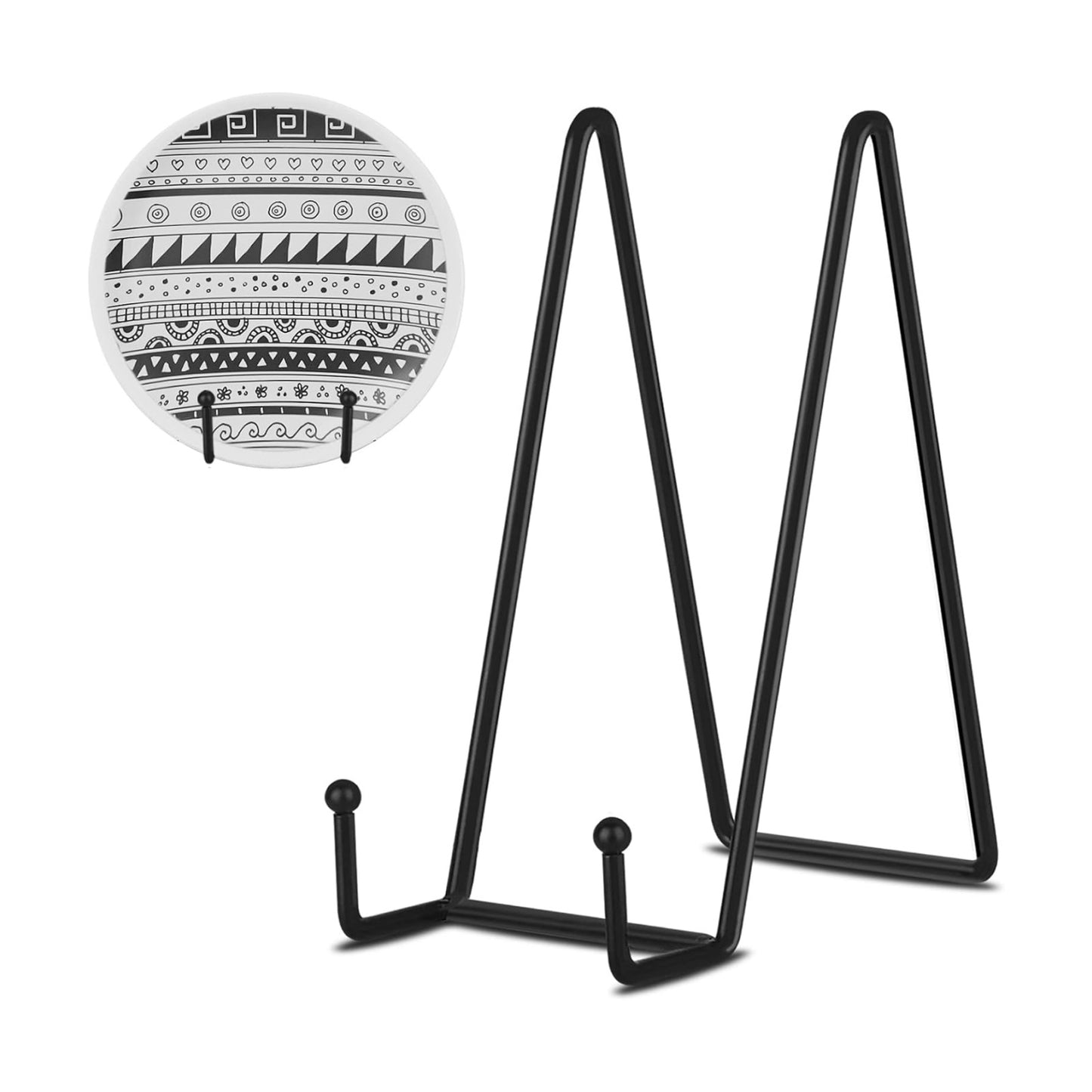 Black Metal Plate Holder Display Stands for Picture / Black 8 In / 8 Inch / Set of 3