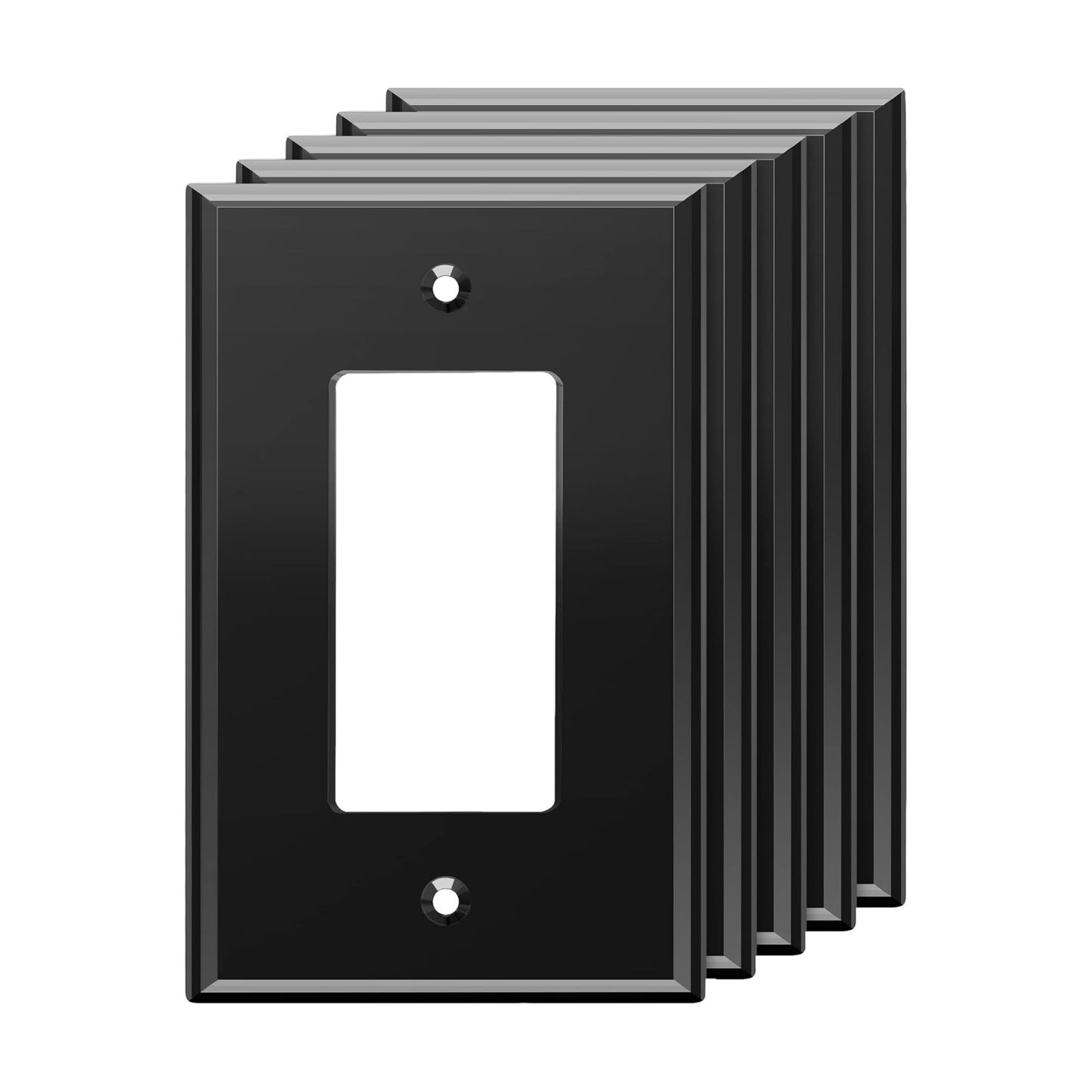 LIDER Reflective Decorator Wall Plate, Oversized 1-Gang, Acrylic, 5-Pack | Mirrored Light Switch Plate, Mirror Glass