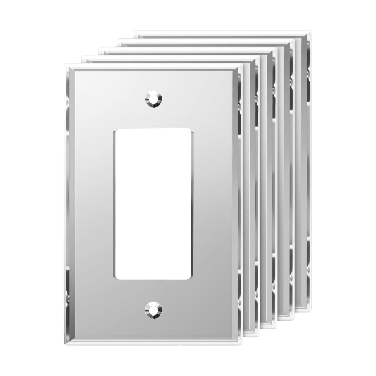 LIDER Reflective Decorator Wall Plate, Oversized 1-Gang, Acrylic, 5-Pack | Mirrored Light Switch Plate, Mirror Glass