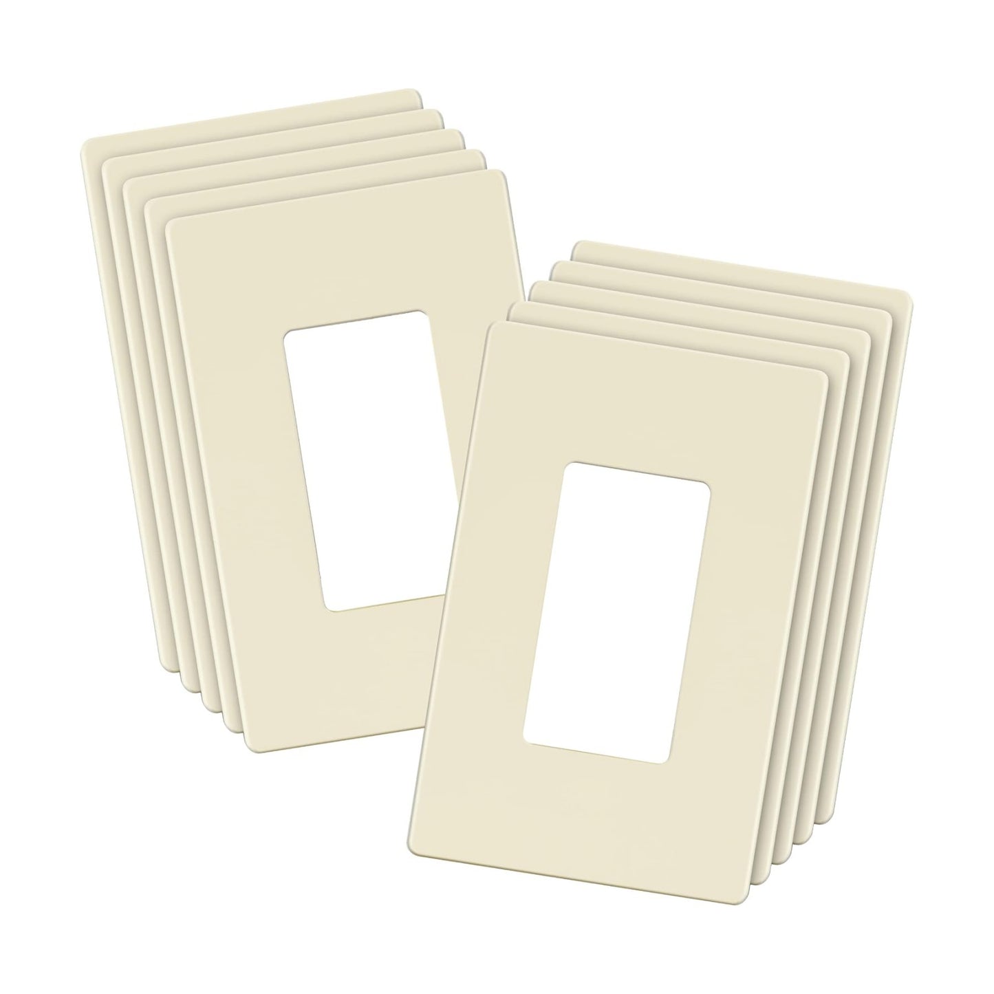 LIDER Decorator Switch Cover, Screwless Wall Plate, Mid-Size 1-Gang | 10-Pack, Matte Light Almond, Polycarbonate