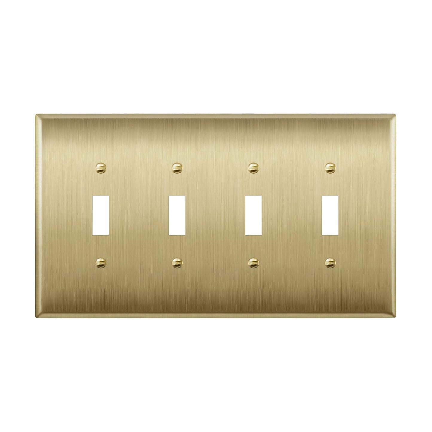 LIDER Toggle Light Switch Metal Wall Plate, Switch Cover, Mid-Size 4-Gang | Stainless Steel, Corrosion Resistant