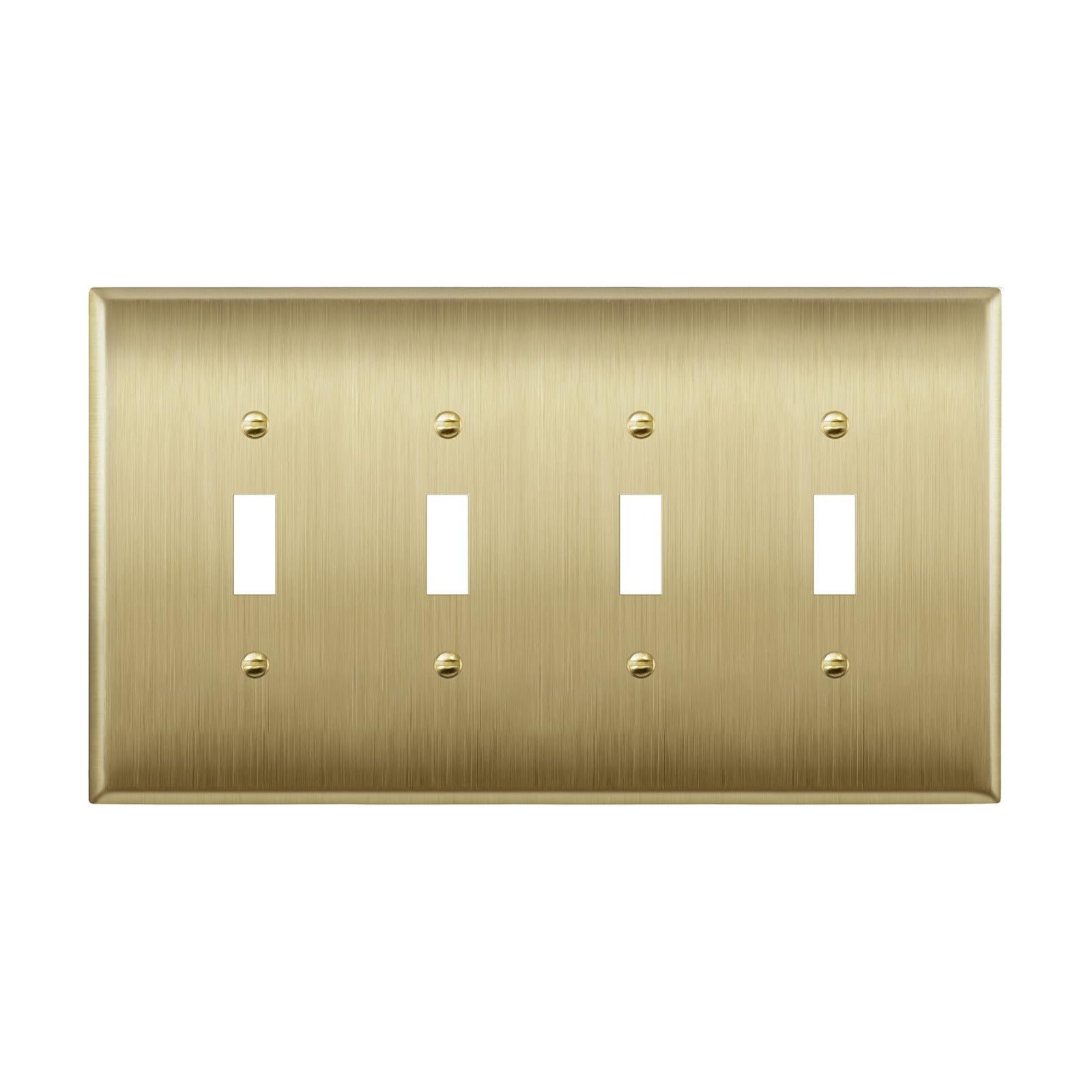 LIDER Toggle Light Switch Metal Wall Plate, Switch Cover, Mid-Size 4-Gang | Stainless Steel, Corrosion Resistant
