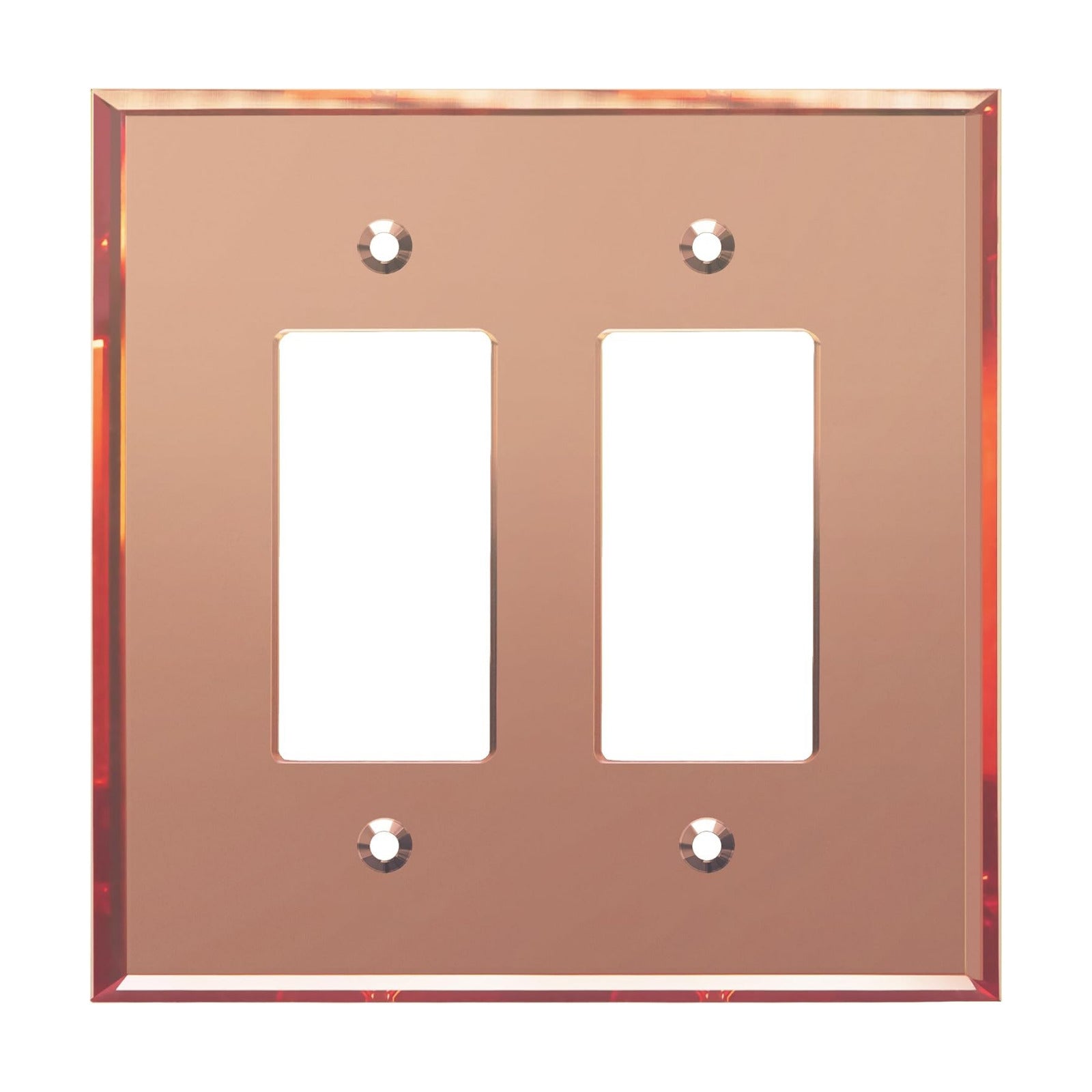 LIDER Double Decorator Wall Plate, Oversized 2-Gang, Mirror Glass Rose Gold | Reflective, Impact Resistant, Mirrored