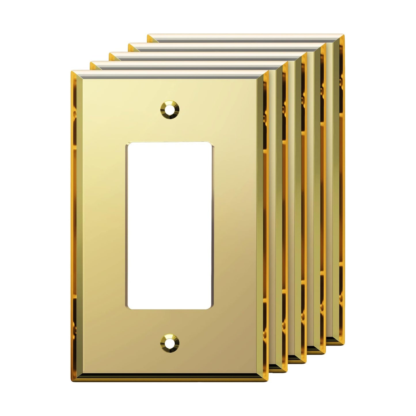 LIDER Reflective Decorator Wall Plate, Oversized 1-Gang, Acrylic, 5-Pack | Mirrored Light Switch Plate, Mirror Glass