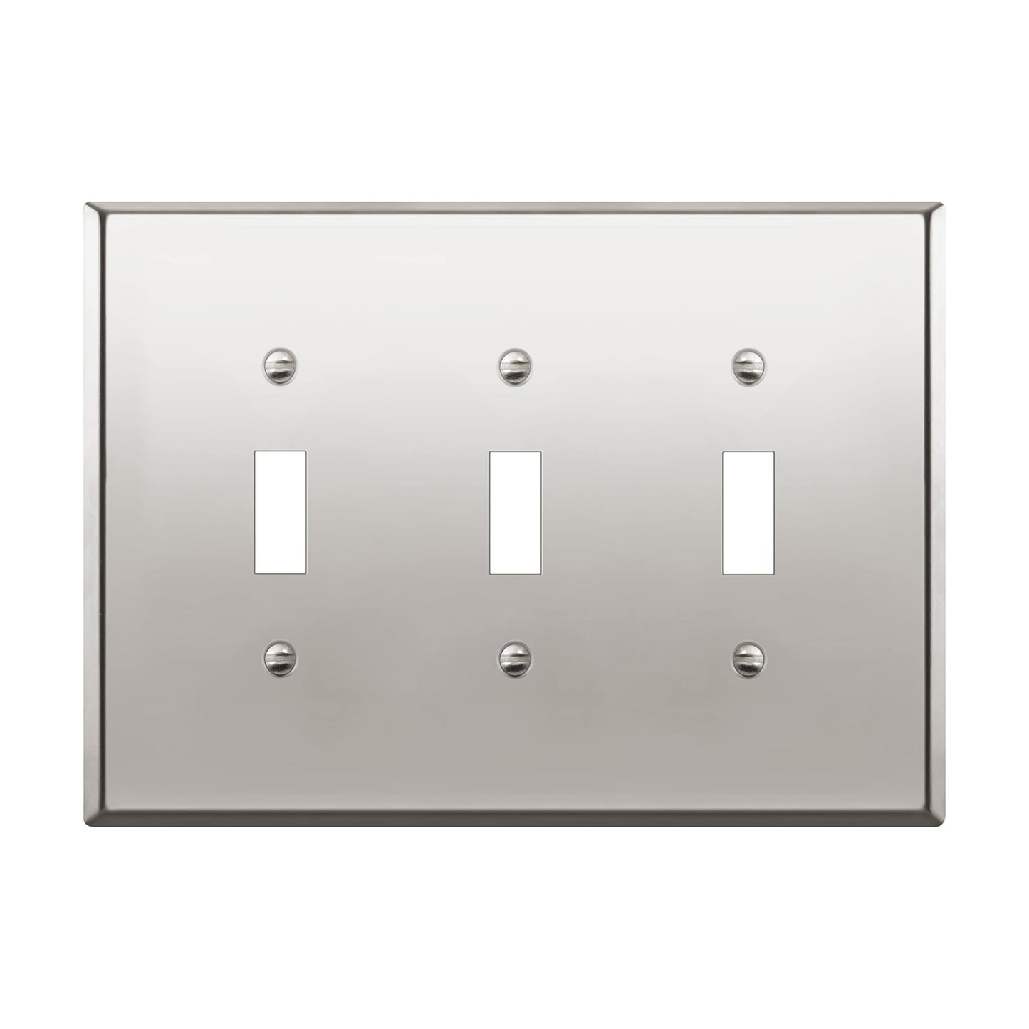 LIDER Toggle Light Switch Metal Wall Plate, Switch Cover, Mid-Size 3-Gang | Stainless Steel, Corrosion Resistant