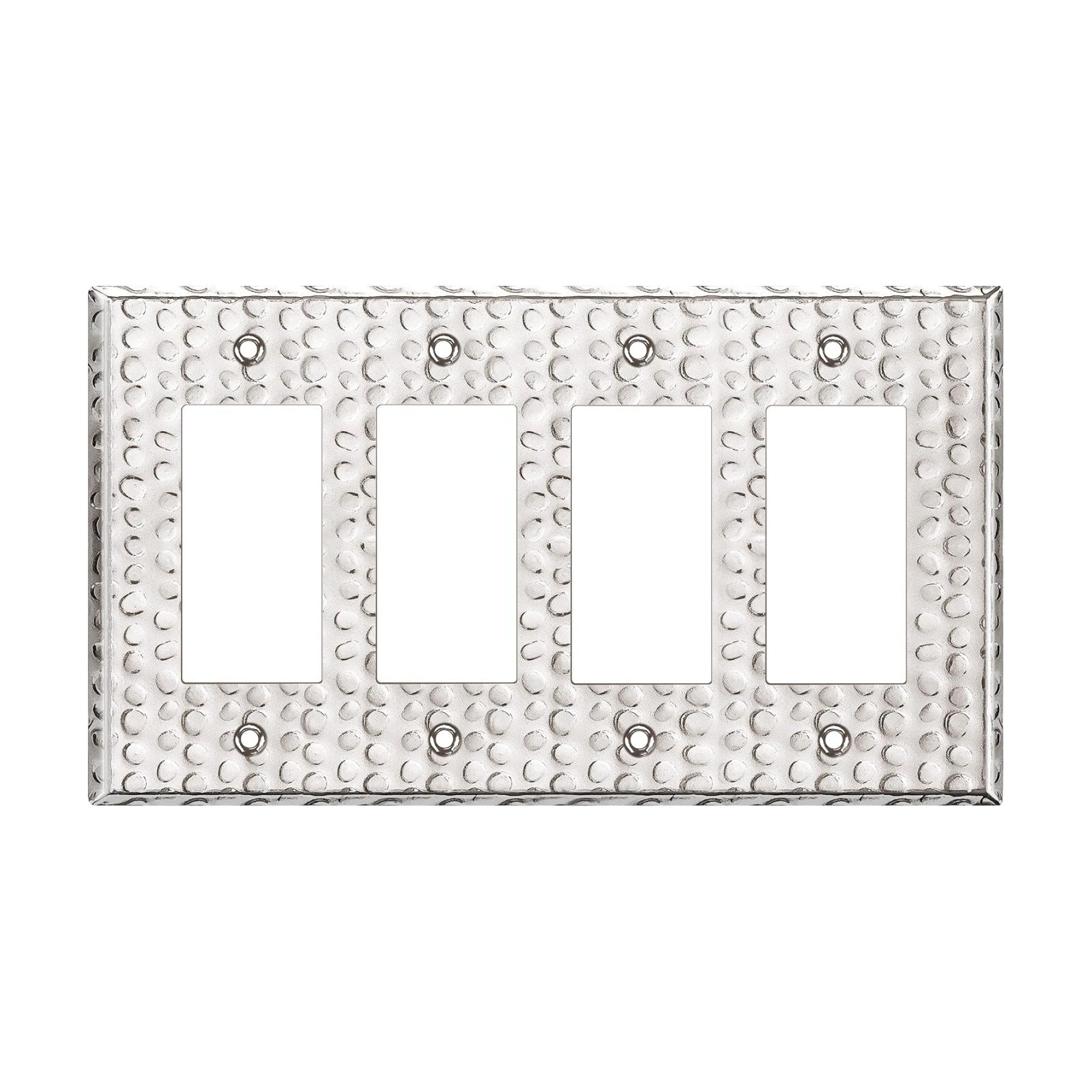 LIDER Dual Decorator Switch or Receptacle Metal Wall Plate, Mid-Size 4-Gang | Corrosion Resistant, Outlet Cover