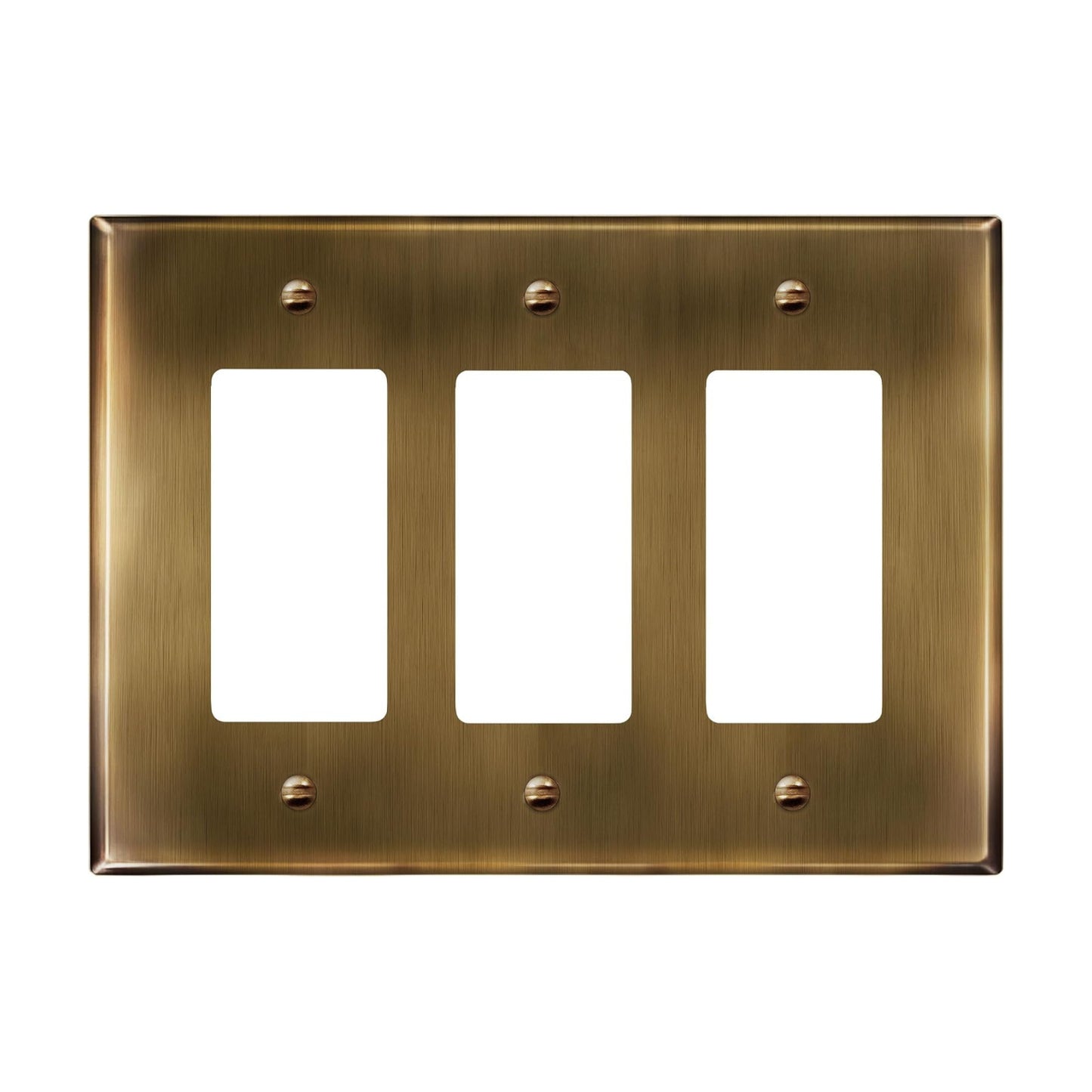 LIDER Decorator Switch or Receptacle Metal Wall Plate, Mid-Size 3-Gang | Corrosion Resistant, Outlet Cover, Plated