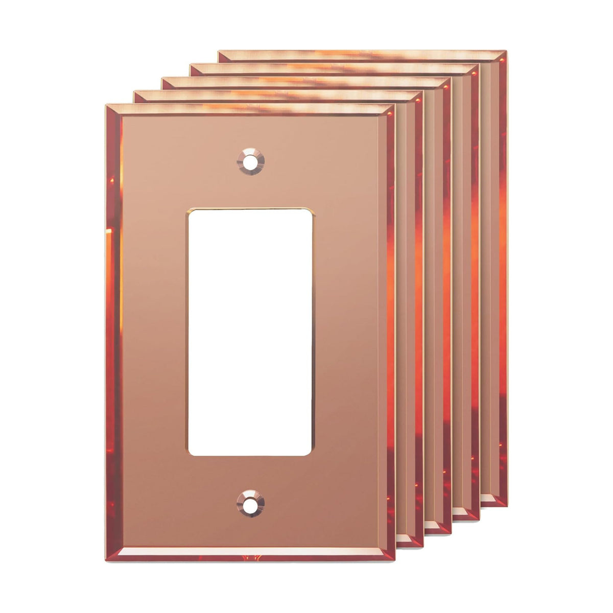 LIDER Reflective Decorator Wall Plate, Oversized 1-Gang, Acrylic, 5-Pack | Mirrored Light Switch Plate, Mirror Glass