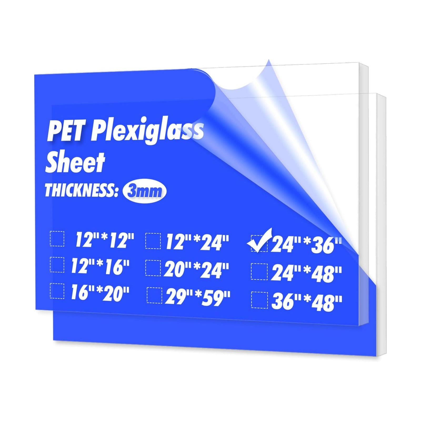 PET Sheets for Art Design / 24 x 36 / 3mm Thick / Clear / Set of 2