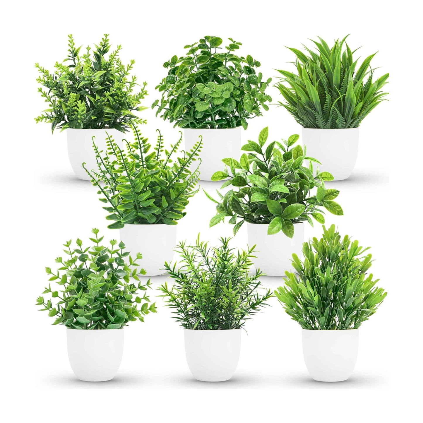 Fake Plants Small Artificial Faux Potted Plants / Set of 8
