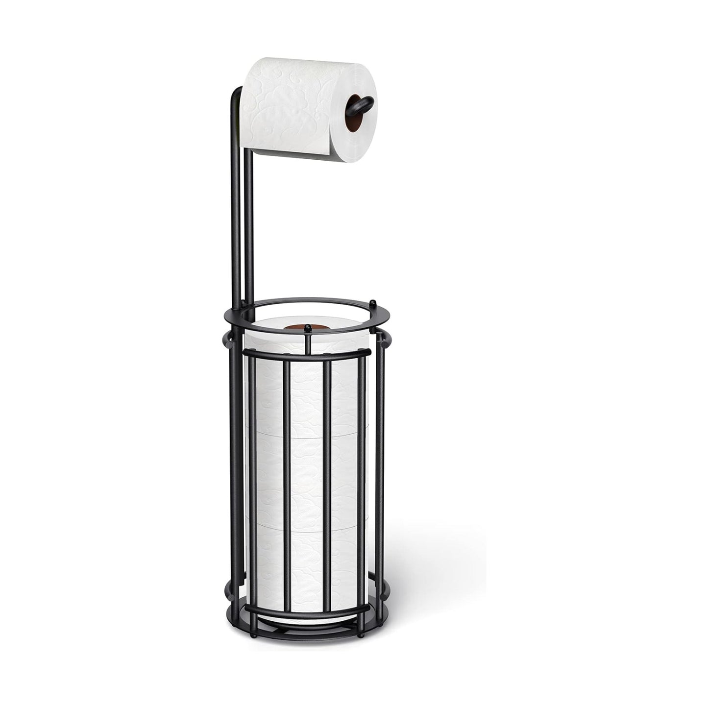 Meangood Toilet Paper Holder Stand and Tissue Paper Roll Dispenser for 4 Mega Rolls, Bathroom Free Standing Tissue Roll