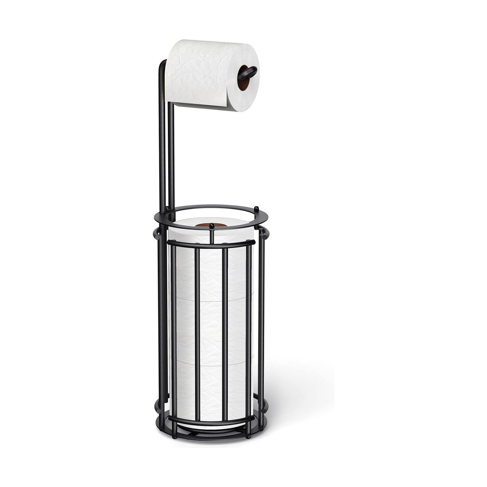 Meangood Toilet Paper Holder Stand and Tissue Paper Roll Dispenser for 4 Mega Rolls, Bathroom Free Standing Tissue Roll