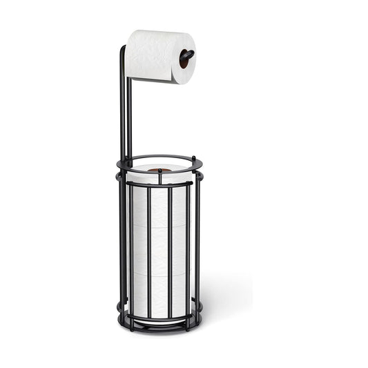 Meangood Toilet Paper Holder Stand and Tissue Paper Roll Dispenser for 4 Mega Rolls, Bathroom Free Standing Tissue Roll