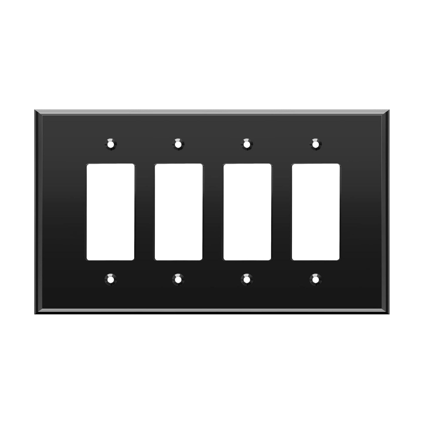 LIDER Reflective Decorator Wall Plate, Oversized 4-Gang, Mirror Glass Black | Mirrored Light Switch Plate, Plexiglass