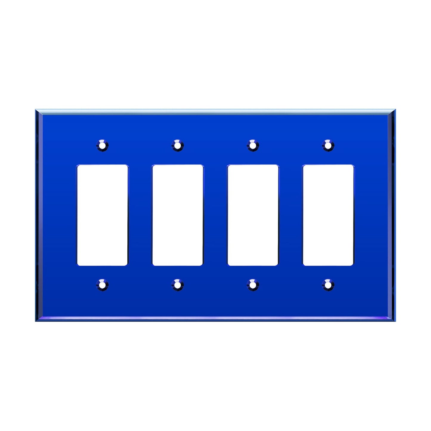 LIDER Reflective Decorator Wall Plate, Oversized 4-Gang, Mirror Glass Blue | Mirrored Light Switch Plate, Plexiglass