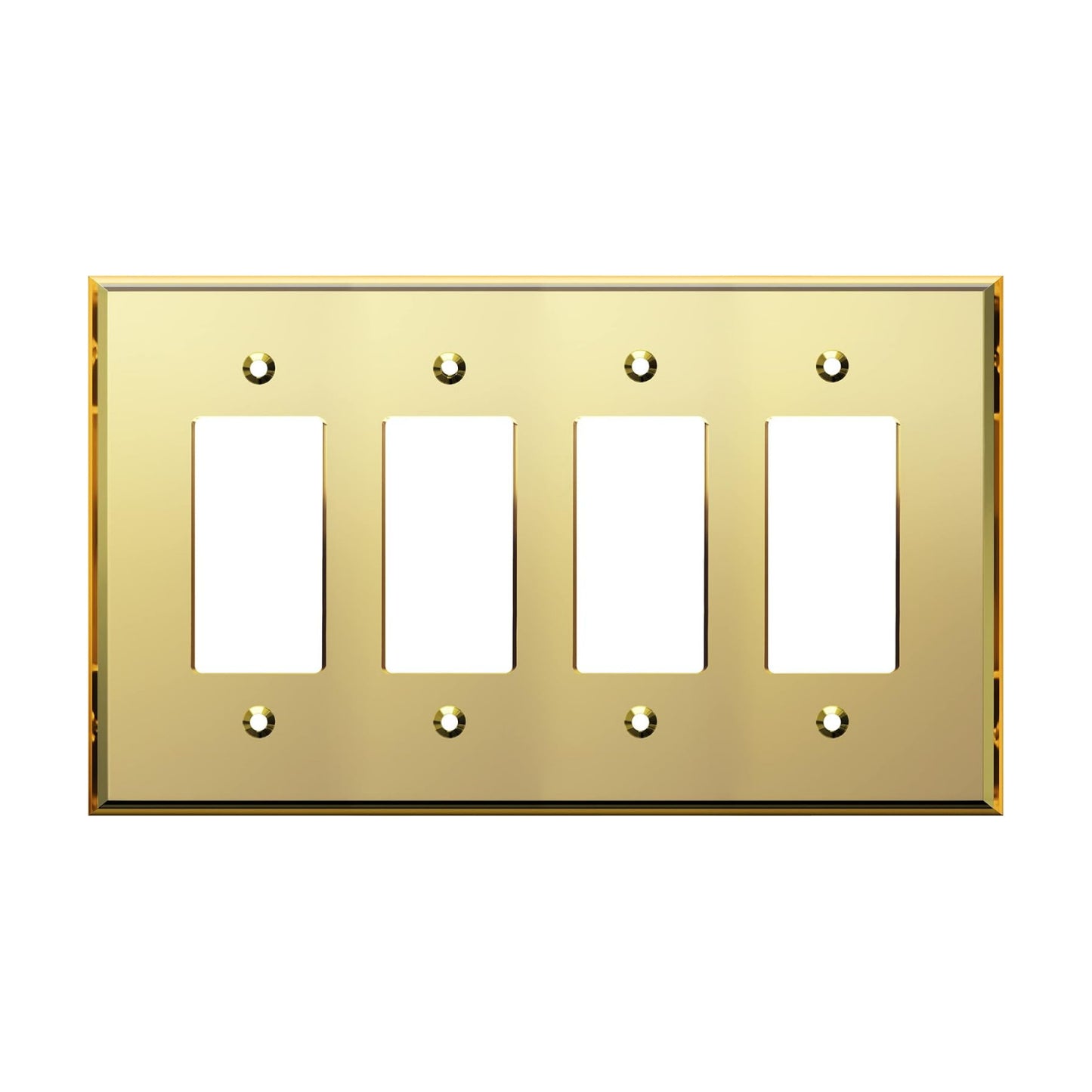 LIDER Reflective Decorator Wall Plate, Oversized 4-Gang, Mirror Glass Gold | Mirrored Light Switch Plate, Plexiglass