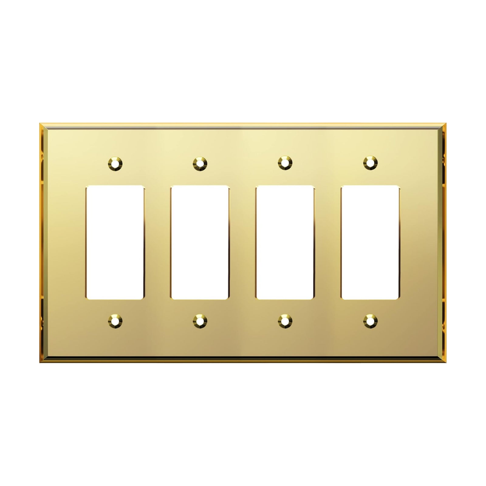 LIDER Reflective Decorator Wall Plate, Oversized 4-Gang, Mirror Glass Gold | Mirrored Light Switch Plate, Plexiglass