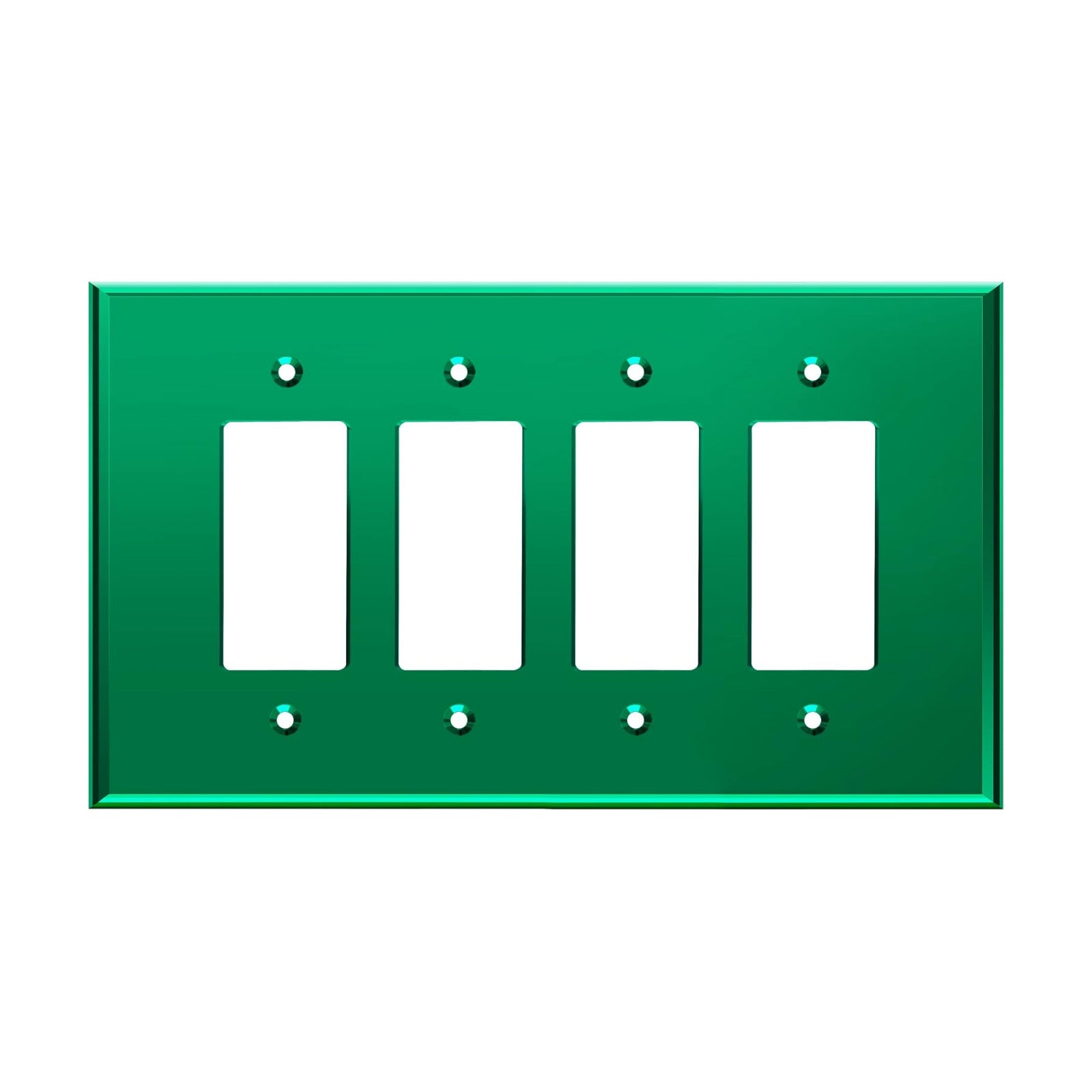 LIDER Reflective Decorator Wall Plate, Oversized 4-Gang, Mirror Glass Green | Mirrored Light Switch Plate, Plexiglass