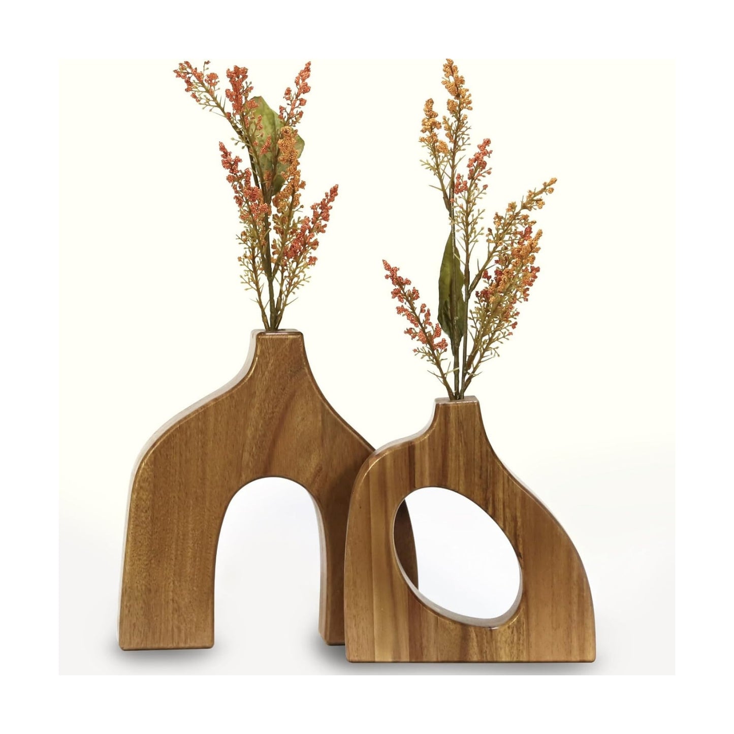 Wooden Vases for Decor / Set of 2