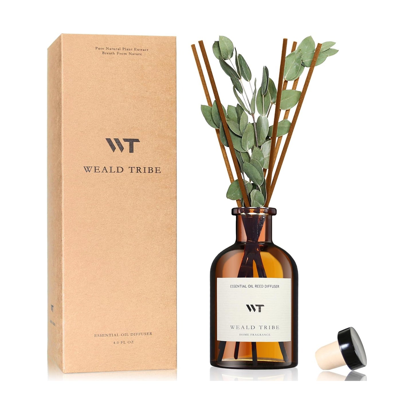 WEALD TRIBE Flower Reed Diffuser Set Eucalyptus & Lavender Scent for Room Bathroom Accessories Shelf Decor & Air