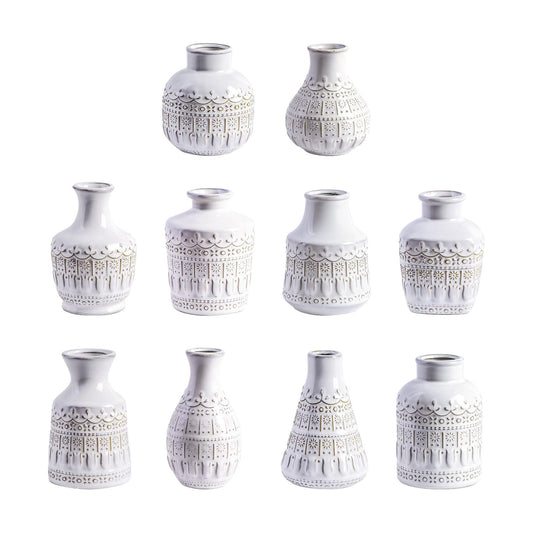 Vintage Vases for Centerpieces / White / Set of 10